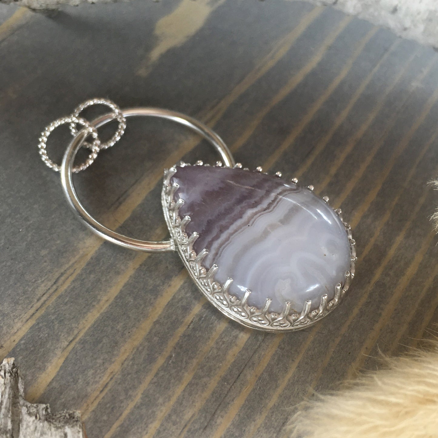 Amethyst Lace Pendant Front View II - Stone Treasures by the Lake