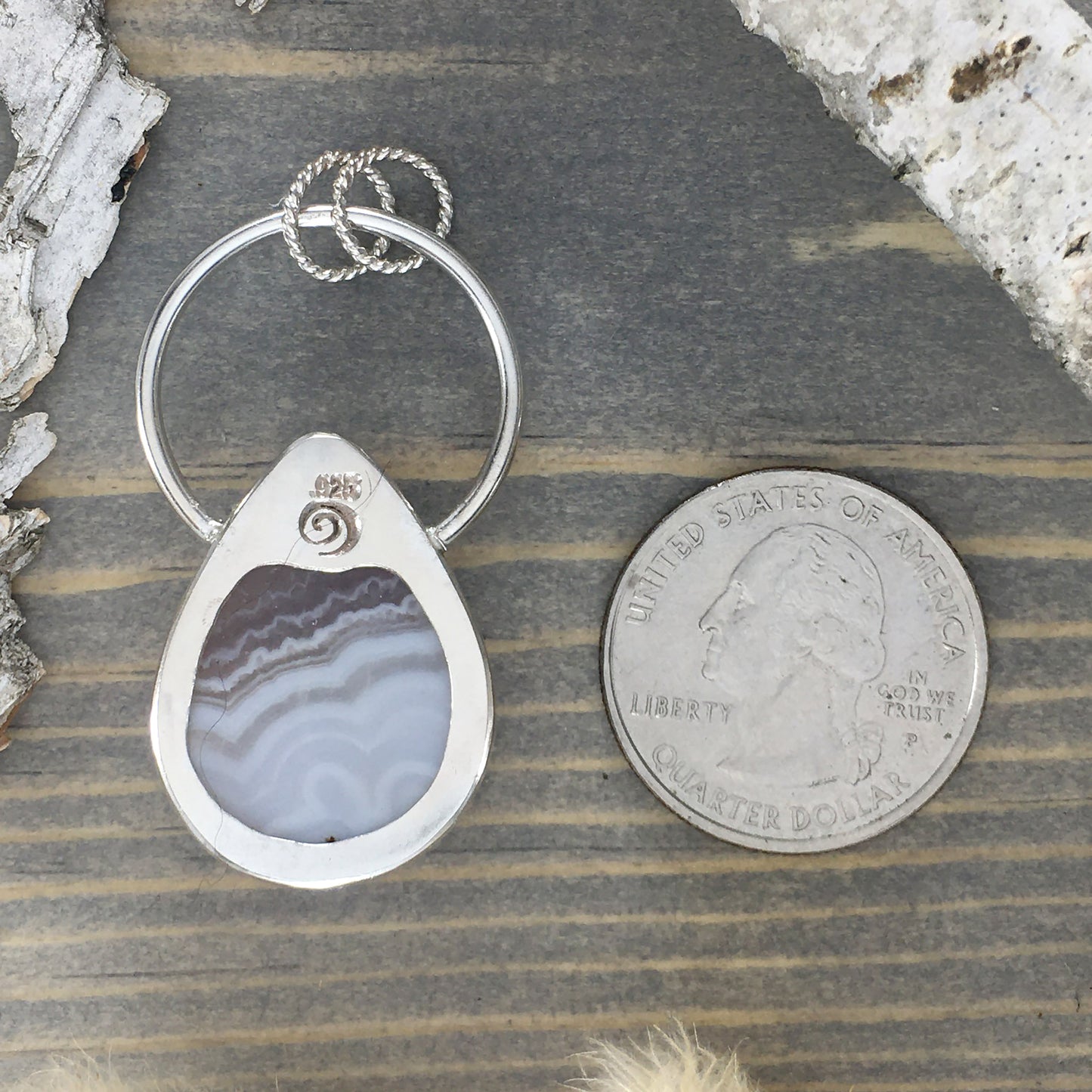 Amethyst Lace Pendant Back View - Stone Treasures by the Lake