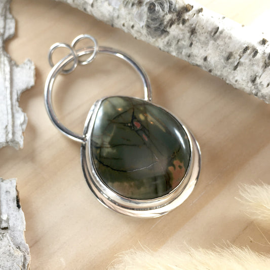 Cherry Creek Jasper Pendant Front View II - Stone Treasures by the Lake