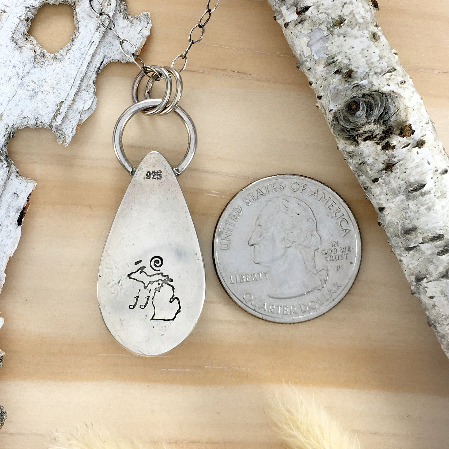 Rainbow Calsilica Pendant Necklace Back View - Stone Treasures by the Lake