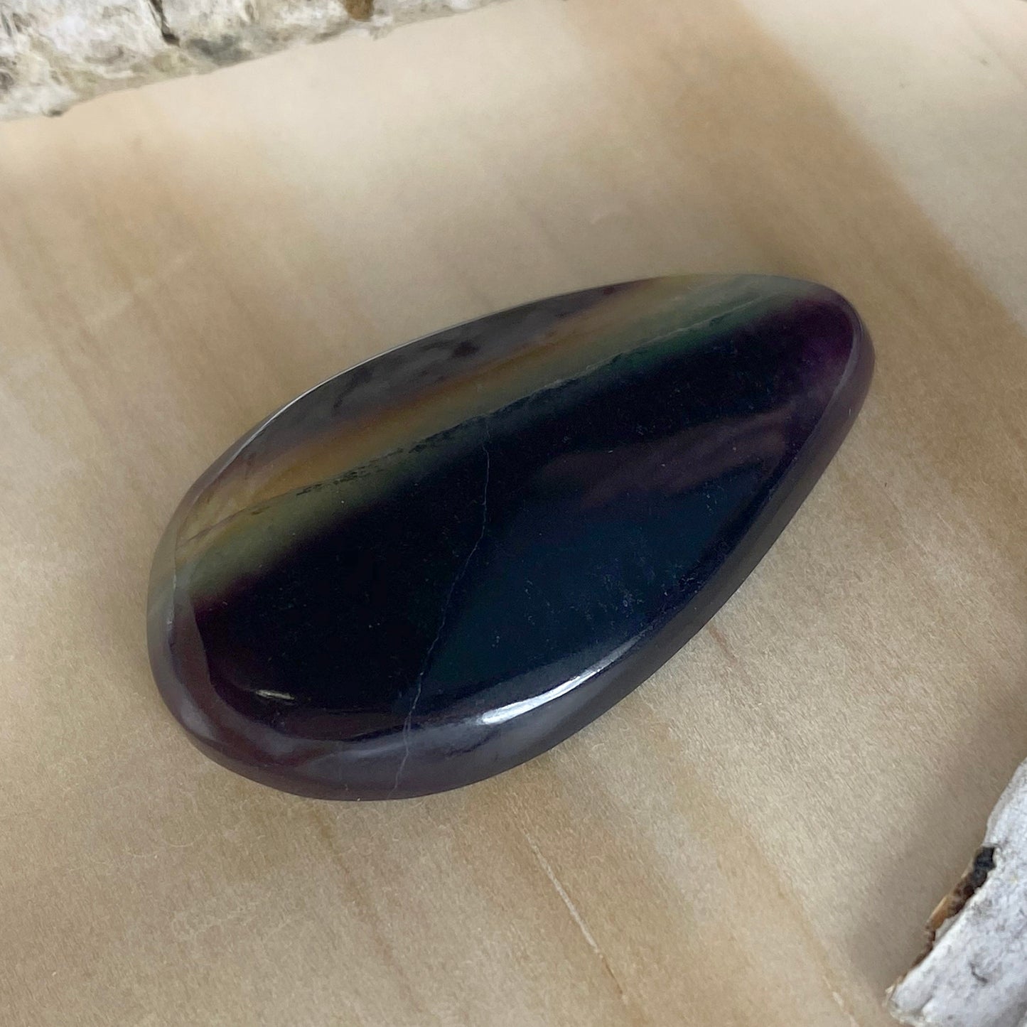 Rainbow Fluorite Cabochon Front View III - Stone Treasures by the Lake