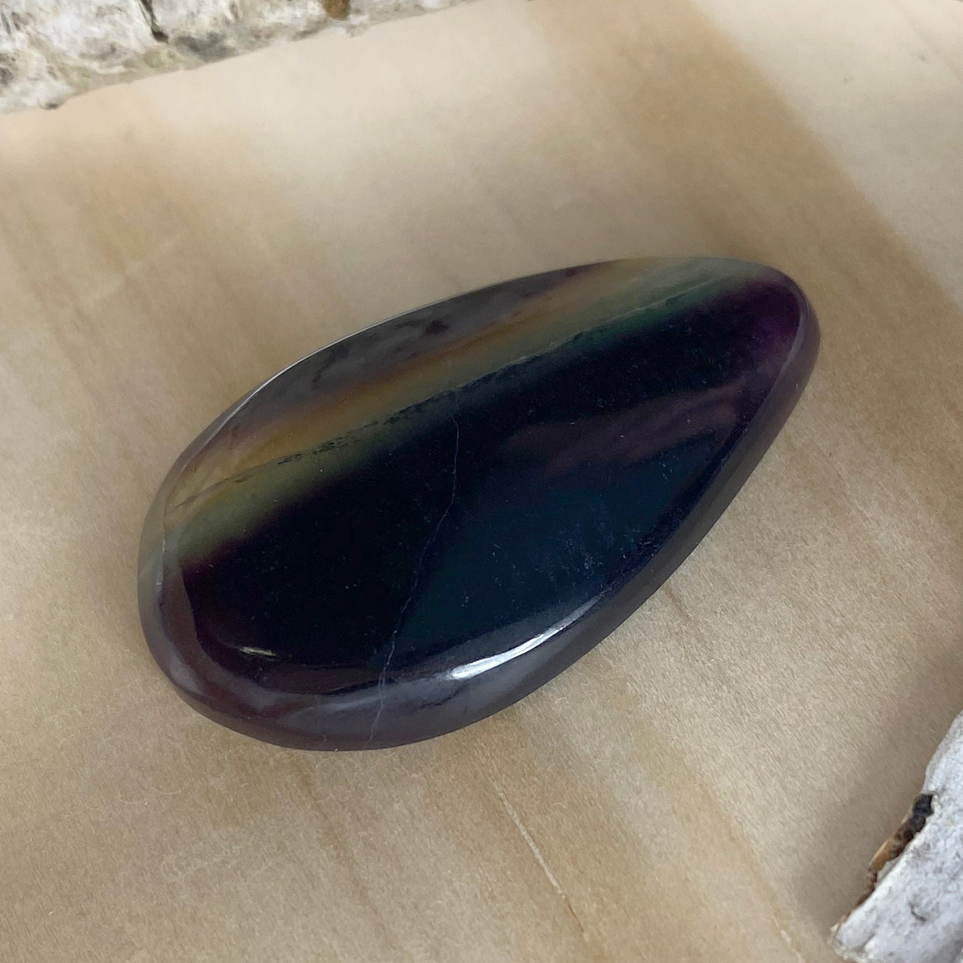 Rainbow Fluorite Cabochon Front View III - Stone Treasures by the Lake