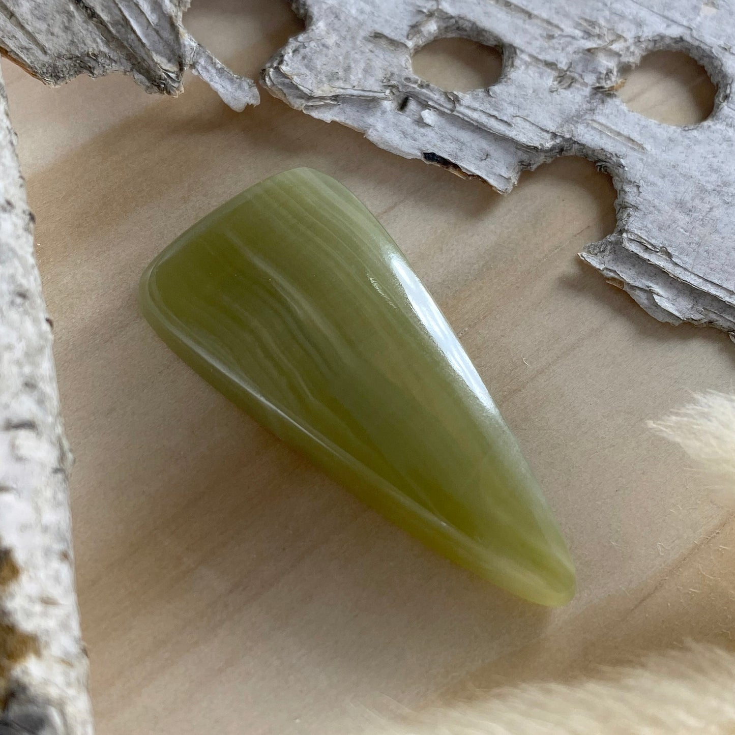 Green Onyx Cabochon Front View III - Stone Treasures by the Lake
