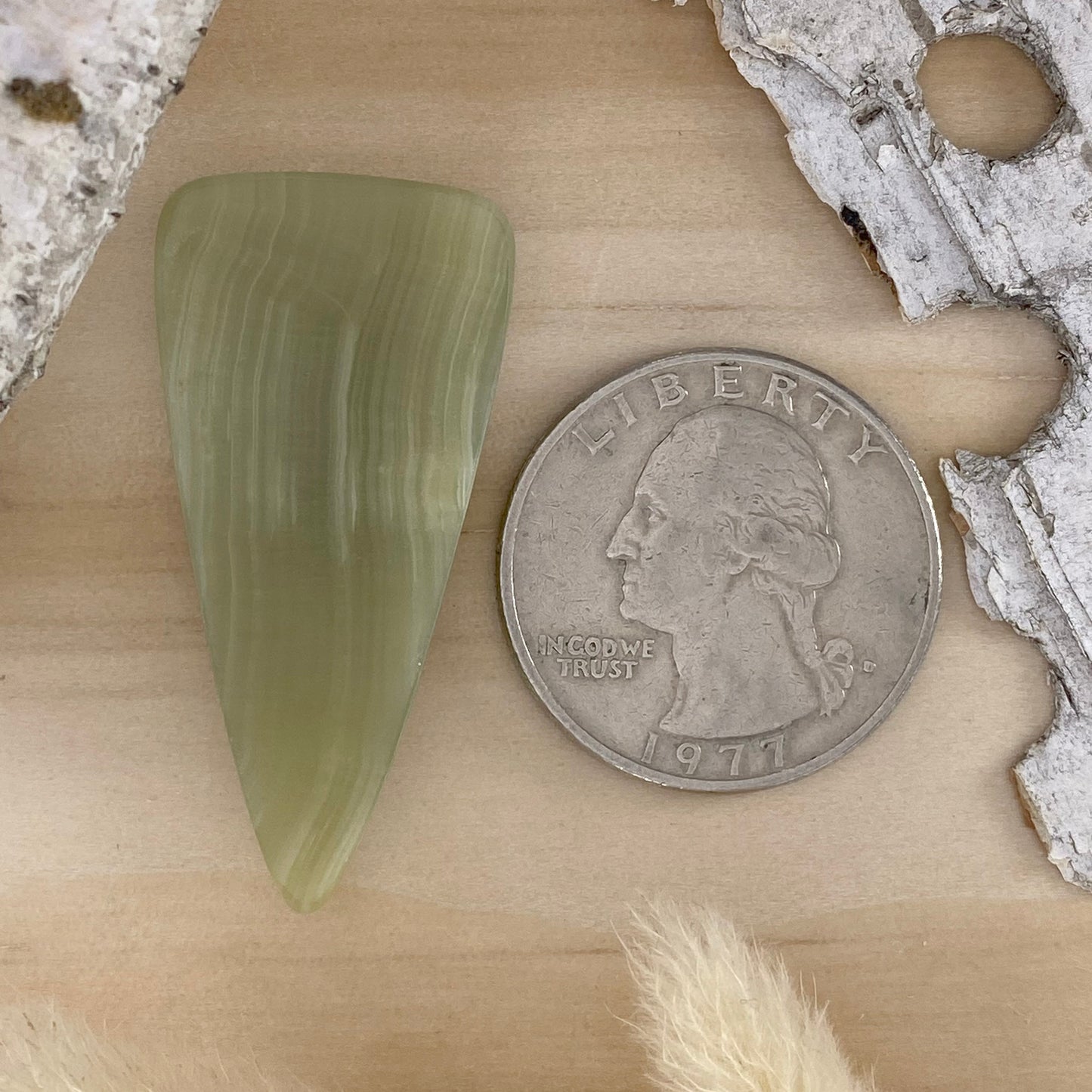 Green Onyx Cabochon Back View - Stone Treasures by the Lake