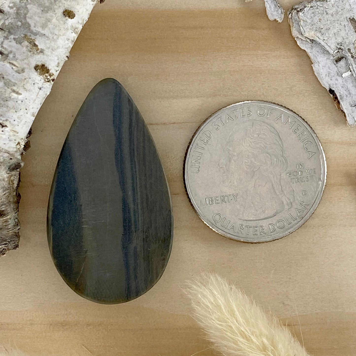 Basalt Cabochon Back View - Stone Treasures by the Lake
