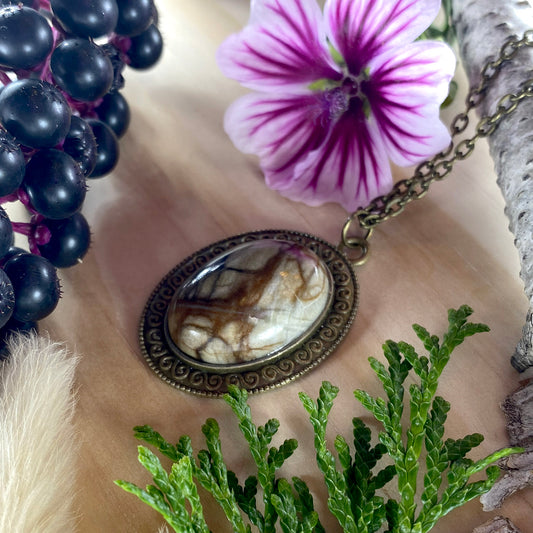 Picasso Marble Pendant Necklace Front View - Stone Treasures by the Lake