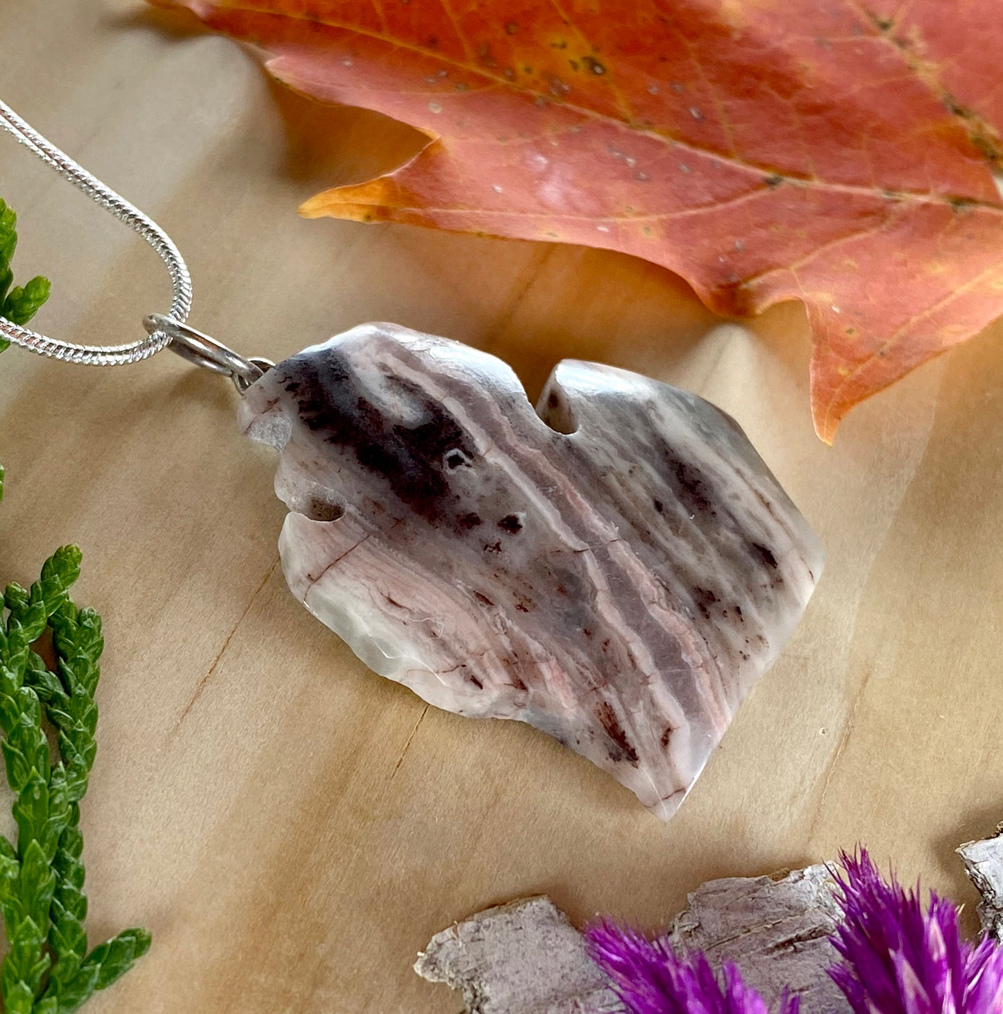 Kona Dolomite Michigan Pendant Necklace Front View III - Stone Treasures by the Lake
