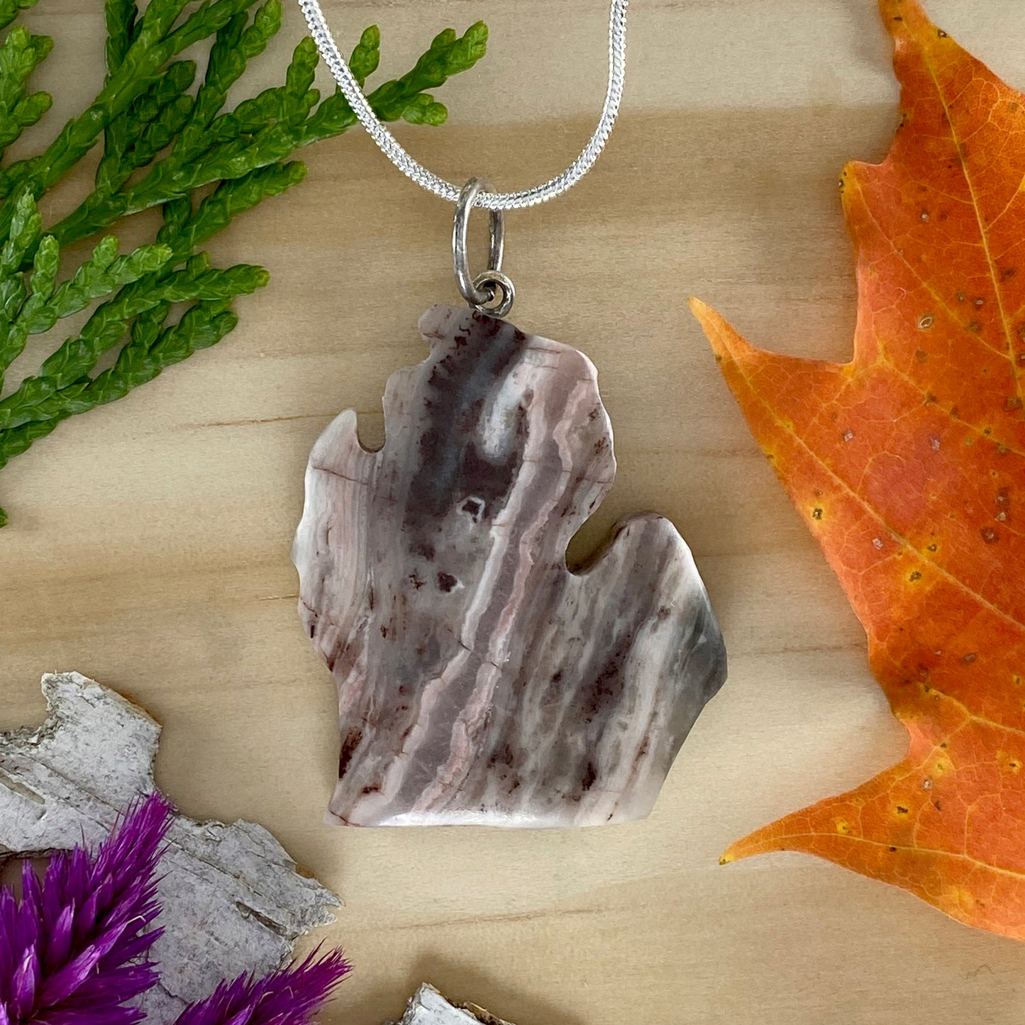 Kona Dolomite Michigan Pendant Necklace Front View - Stone Treasures by the Lake