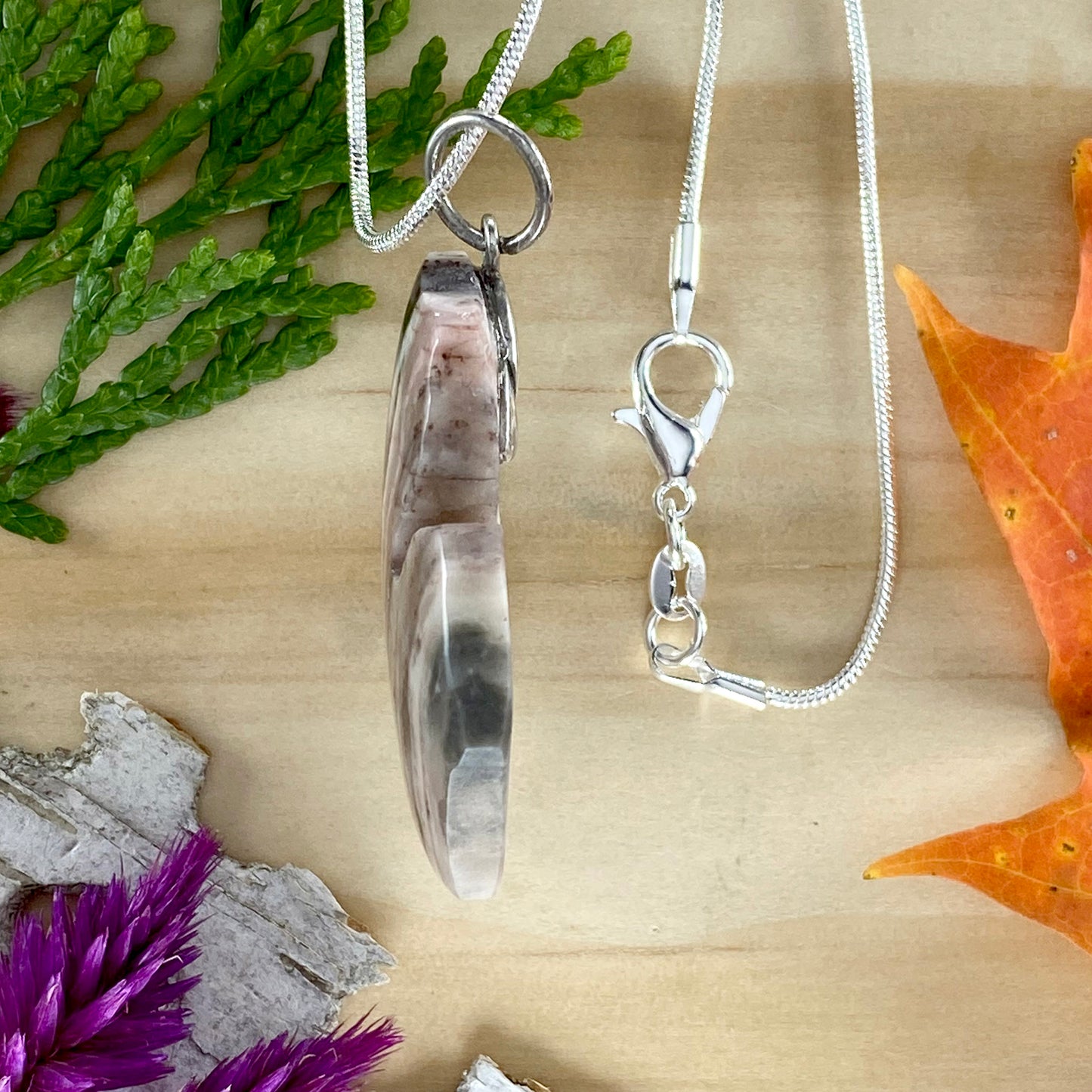 Kona Dolomite Michigan Pendant Necklace Side View - Stone Treasures by the Lake