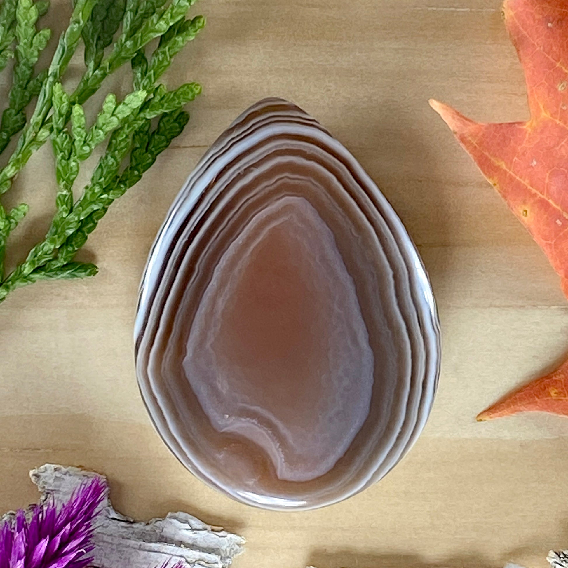 Botswana Agate Cabochon Front View III - Stone Treasures by the Lake