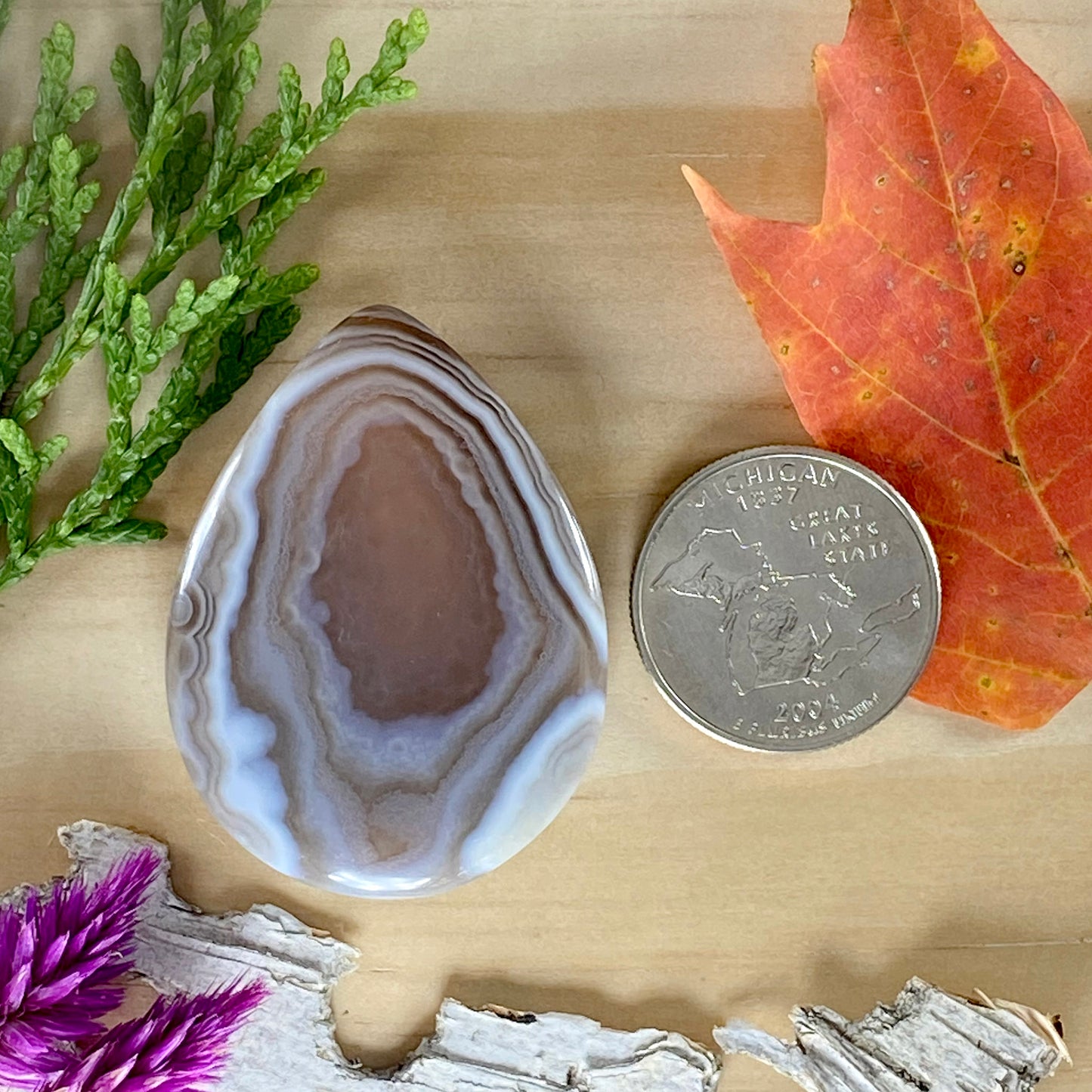 Botswana Agate Cabochon Back View - Stone Treasures by the Lake