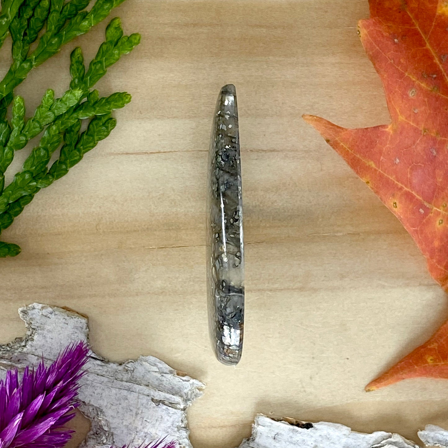 Pyrite Agate Cabochon Side View - Stone Treasures by the Lake