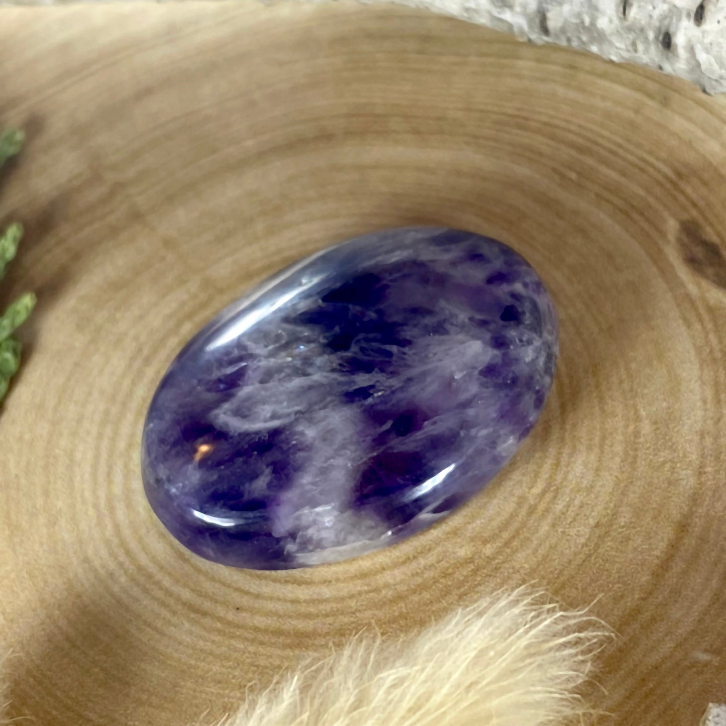 Chevron Amethyst Cabochon Front View III - Stone Treasures by the Lake