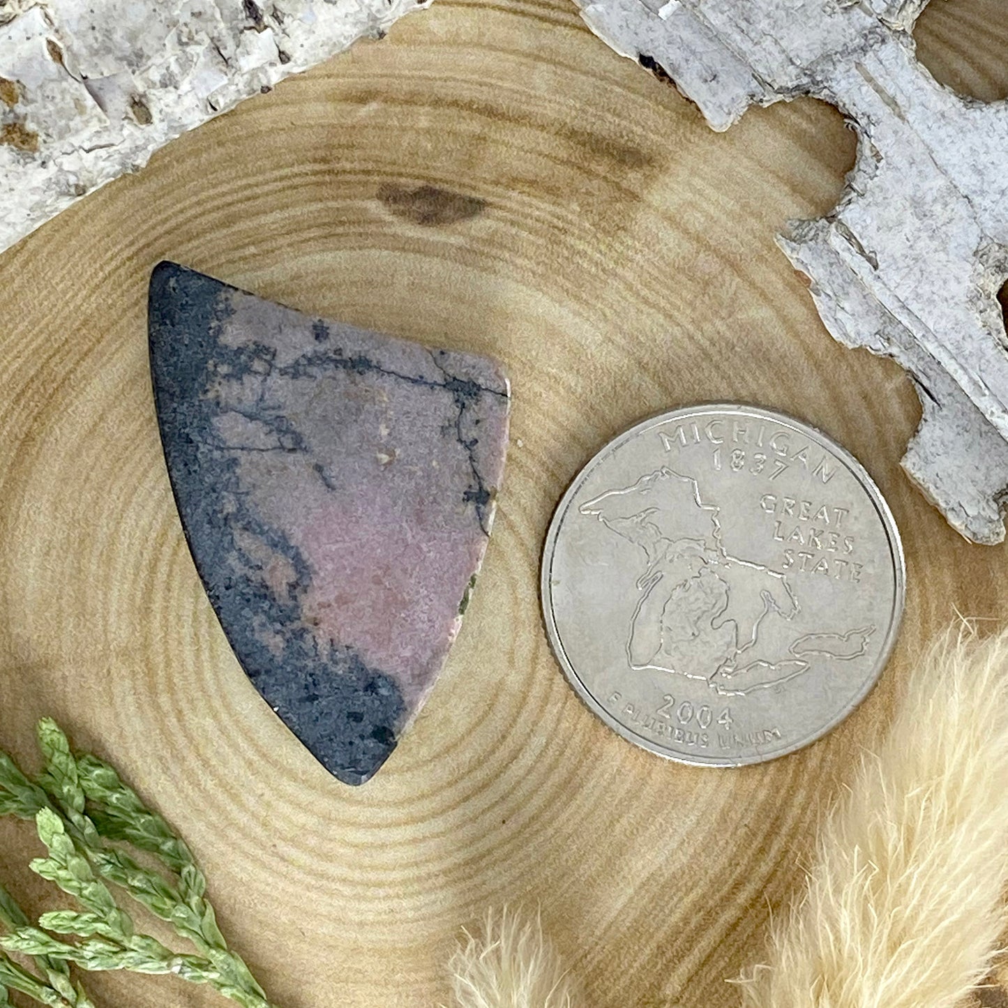 Rhodonite Cabochon Back View - Stone Treasures by the Lake