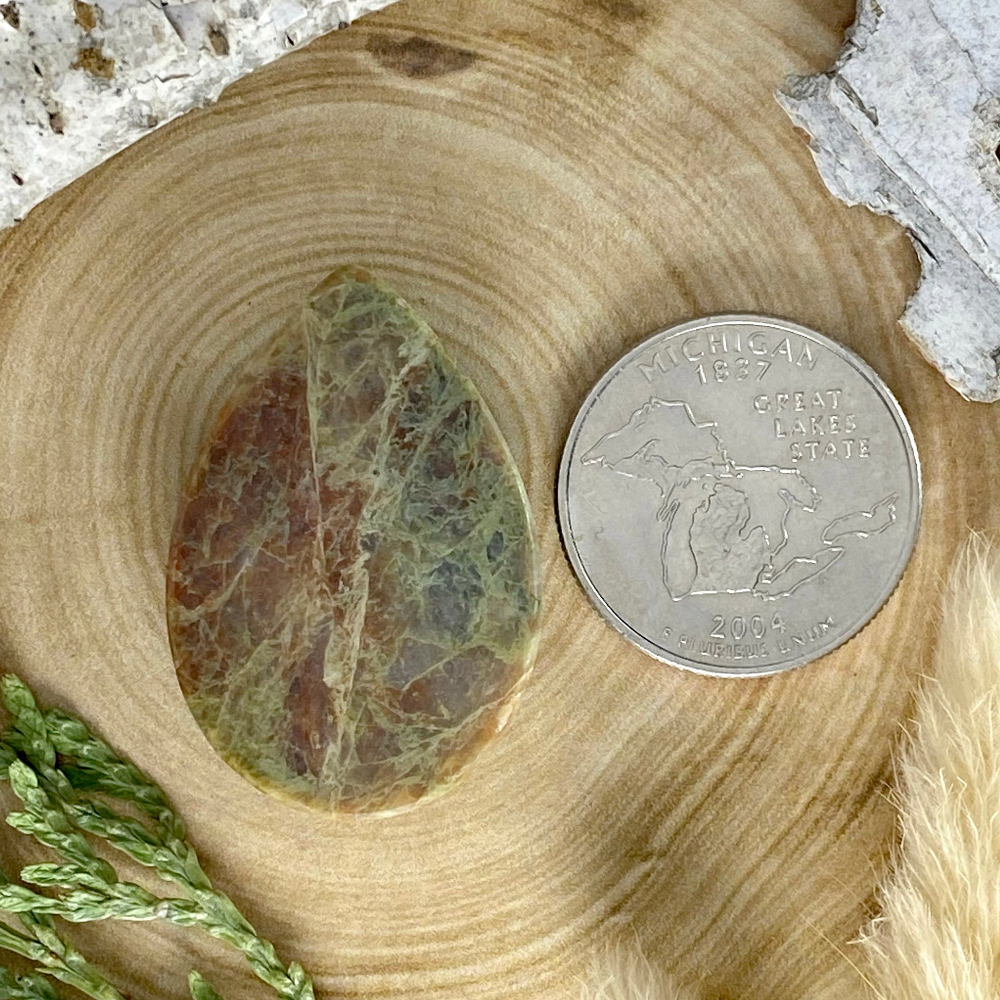 Unakite Cabochon Back View - Stone Treasures by the Lake