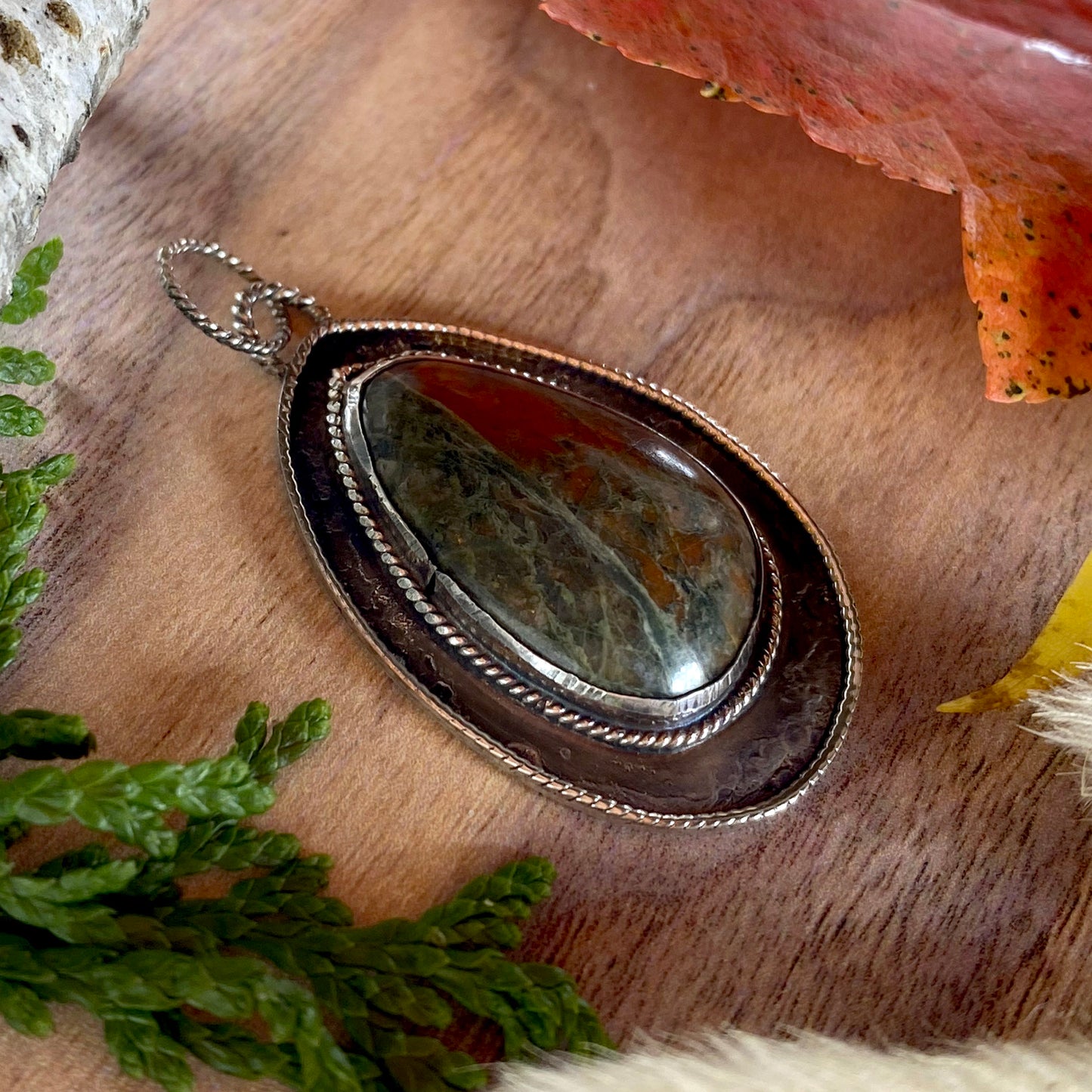 Unakite Pendant Front View II - Stone Treasures by the Lake