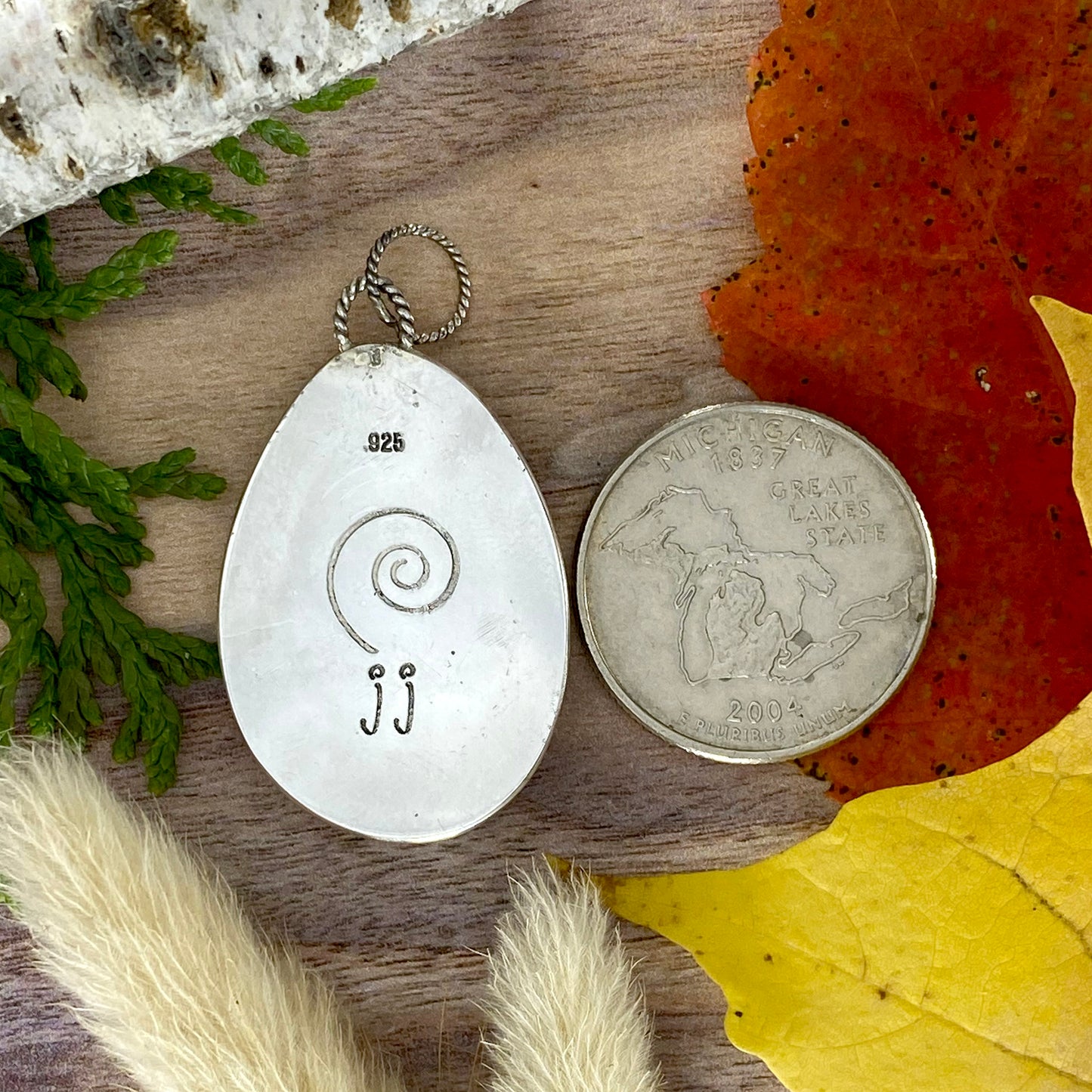 Unakite Pendant Back View - Stone Treasures by the Lake