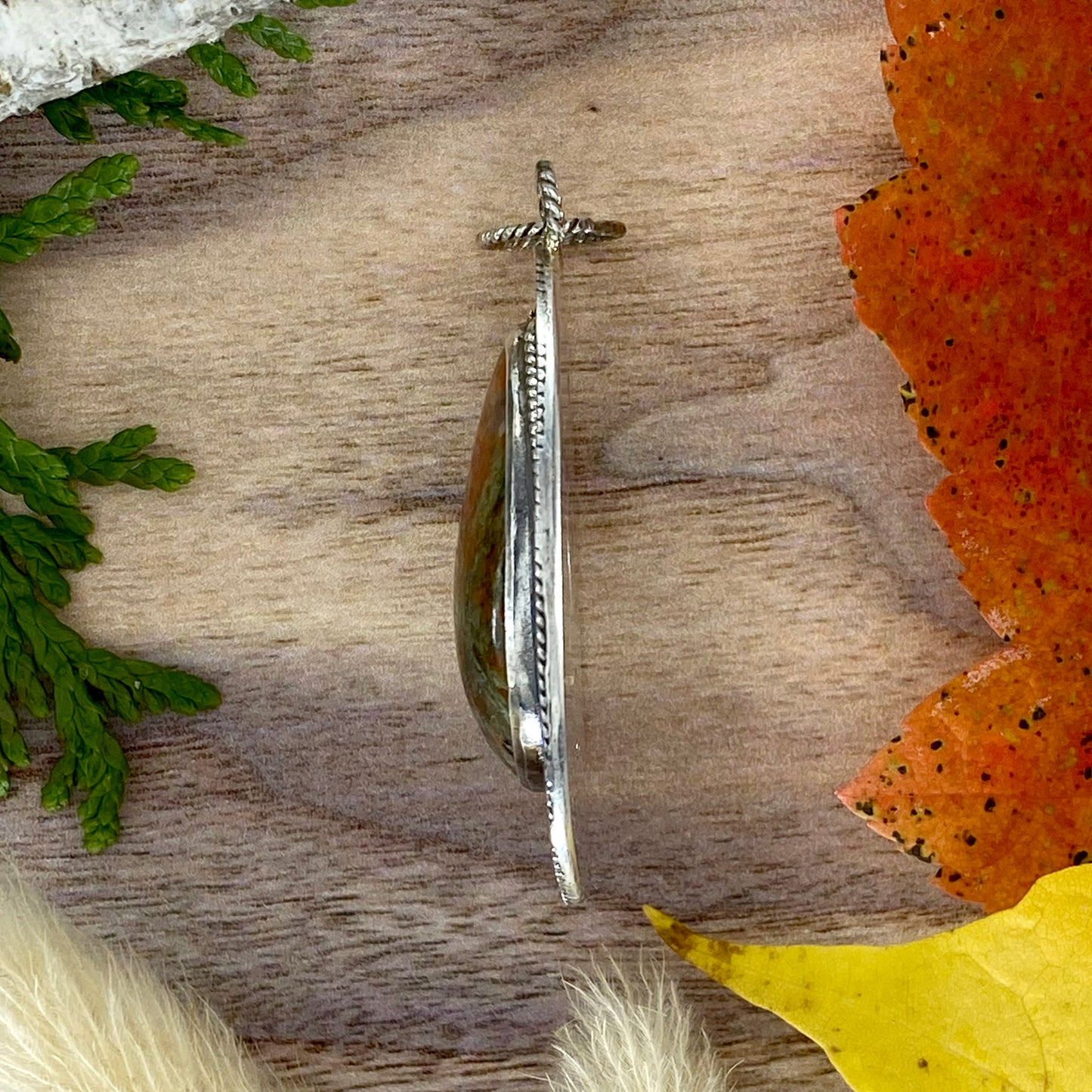 Unakite Pendant Side View - Stone Treasures by the Lake