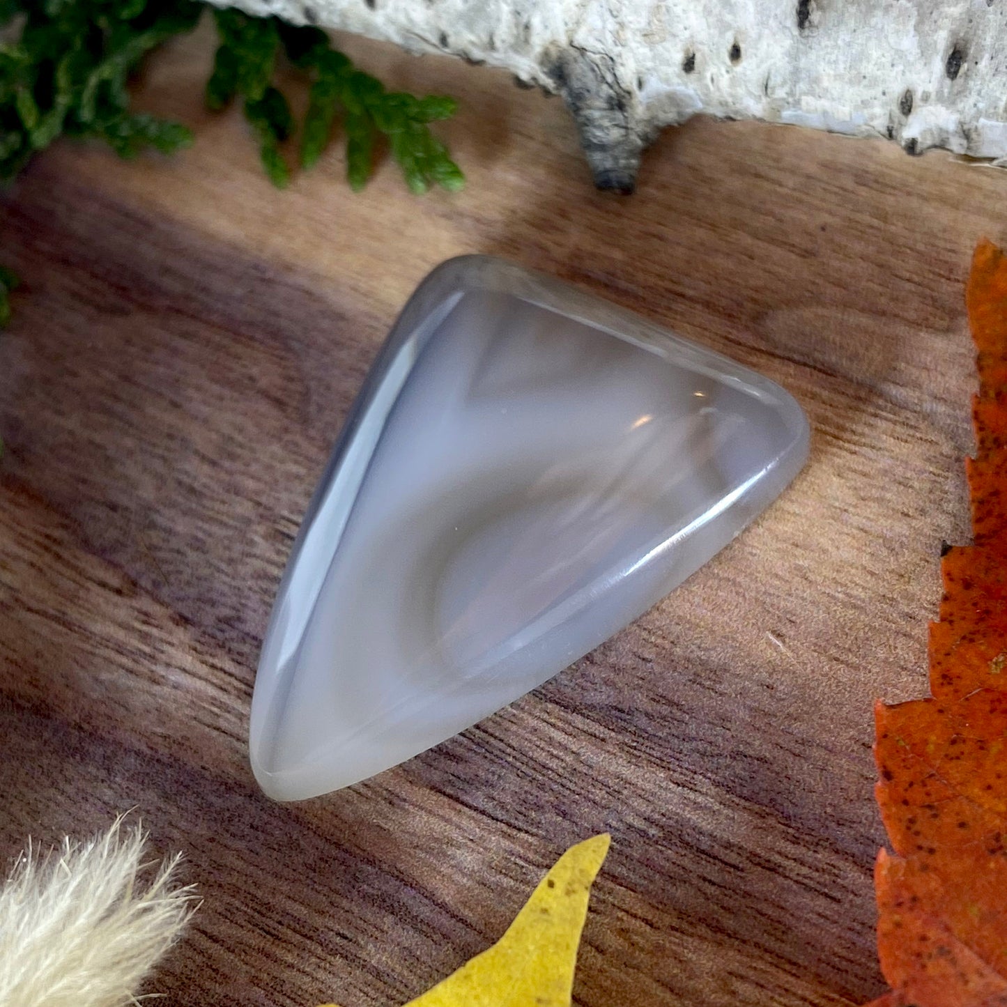 Blue Water Agate Cabochon Front View III - Stone Treasures by the Lake