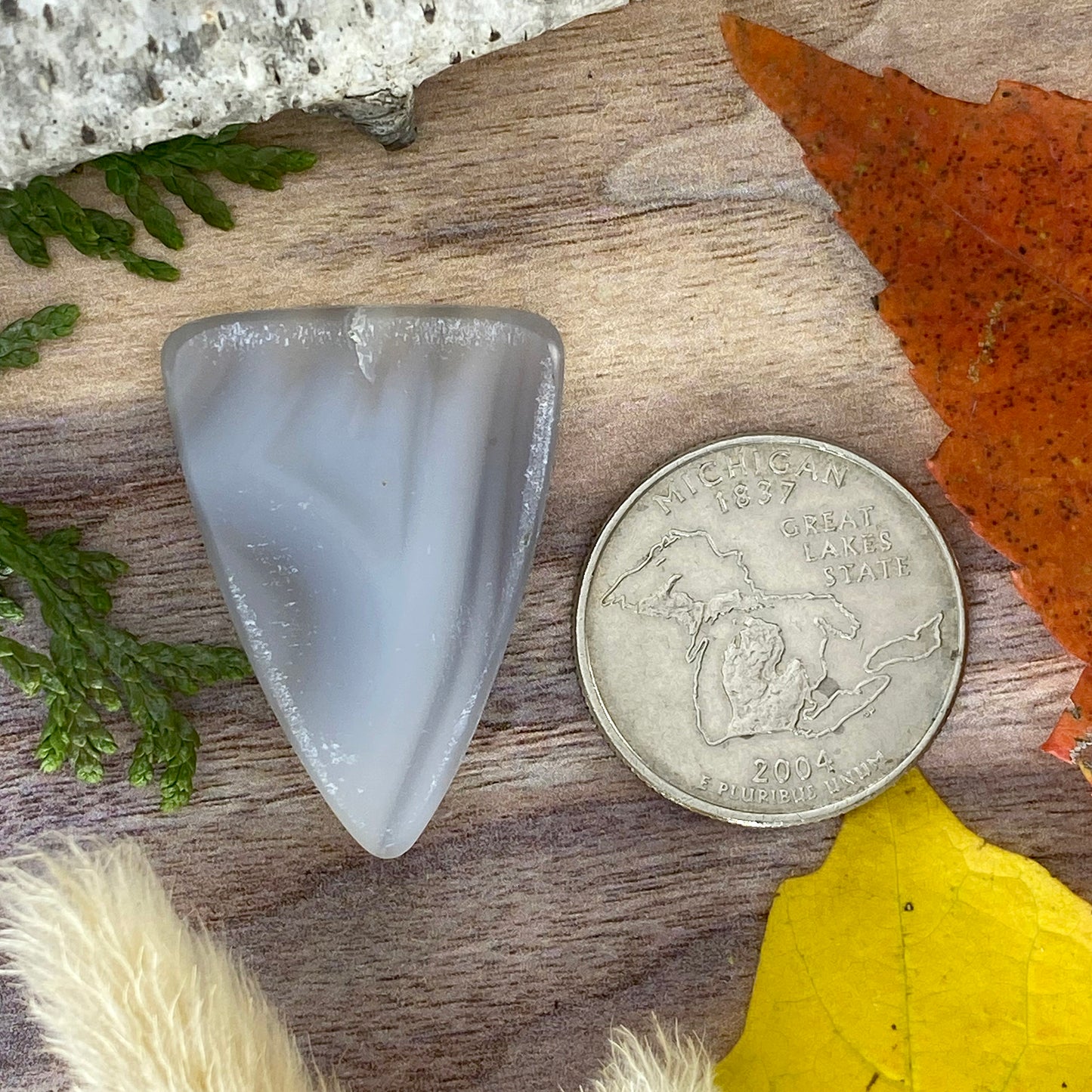Blue Water Agate Cabochon Back View - Stone Treasures by the Lake