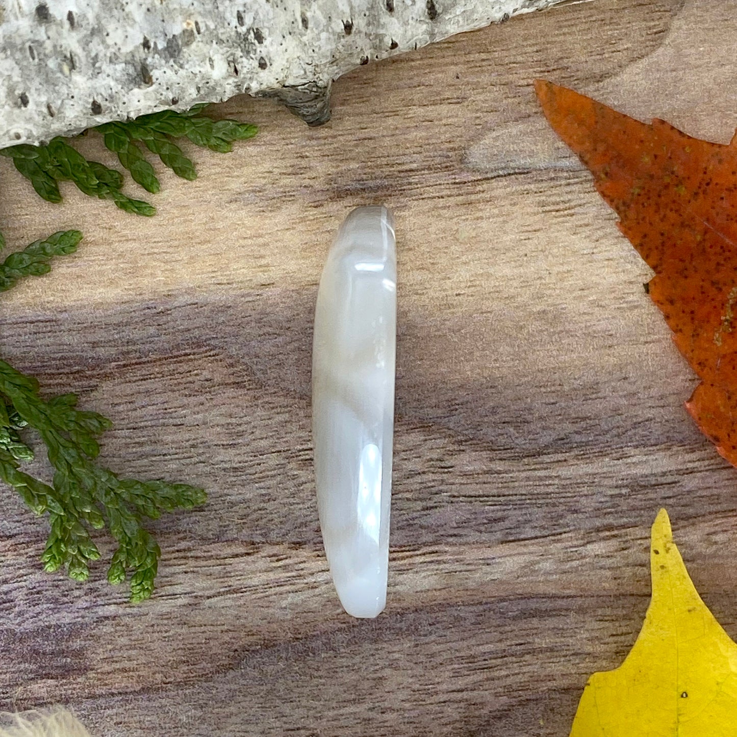 Blue Water Agate Cabochon Side View - Stone Treasures by the Lake