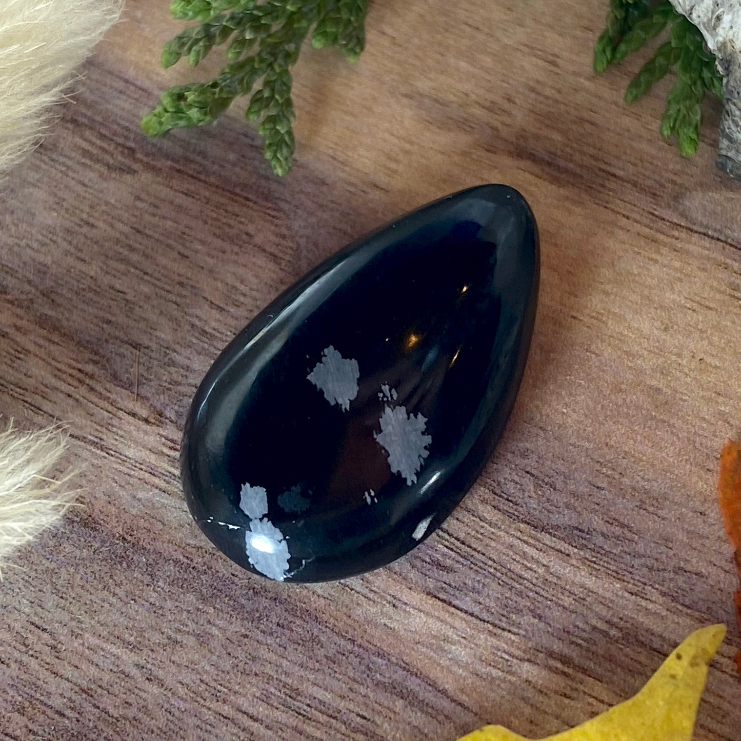 Snowflake Obsidian Cabochon Front View III - Stone Treasures by the Lake