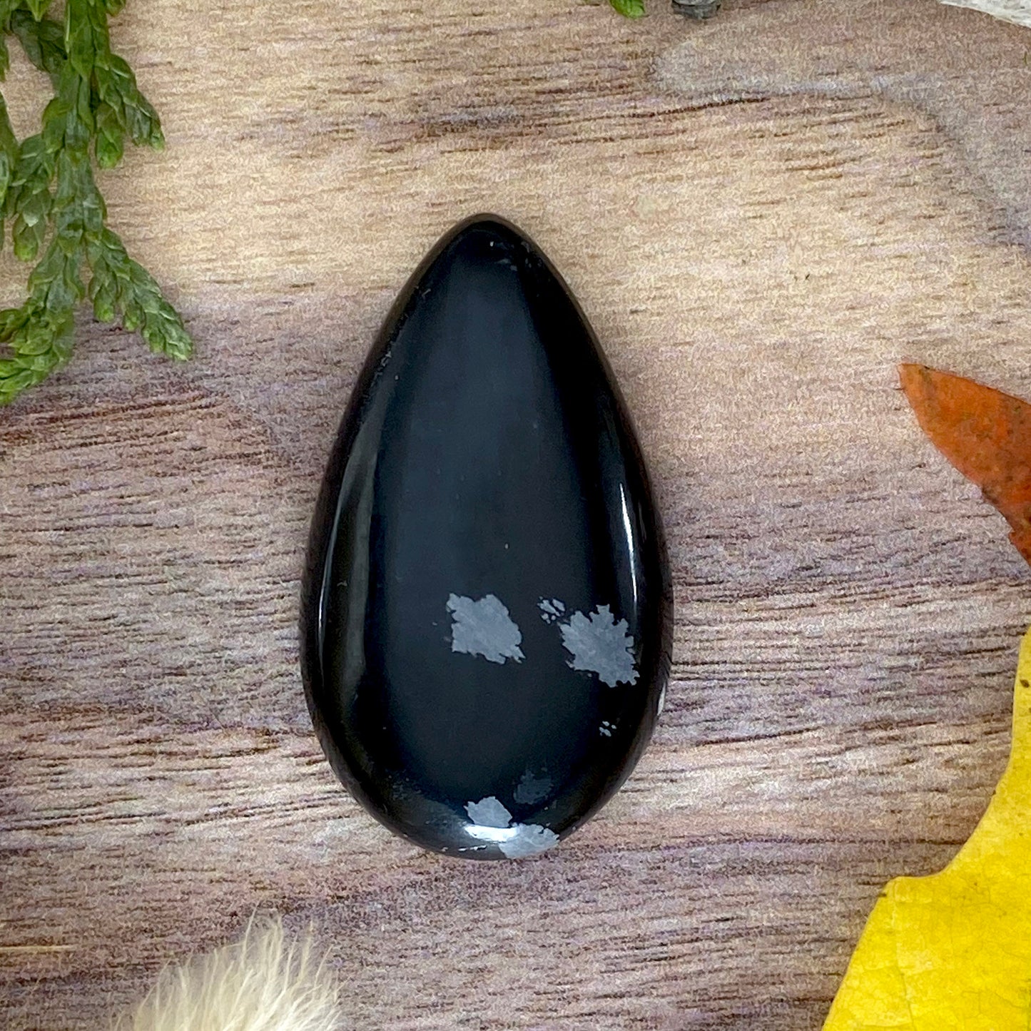 Snowflake Obsidian Cabochon Front View - Stone Treasures by the Lake