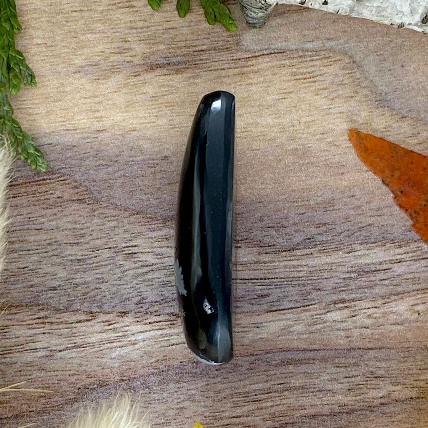 Snowflake Obsidian Cabochon Sice View - Stone Treasures by the Lake