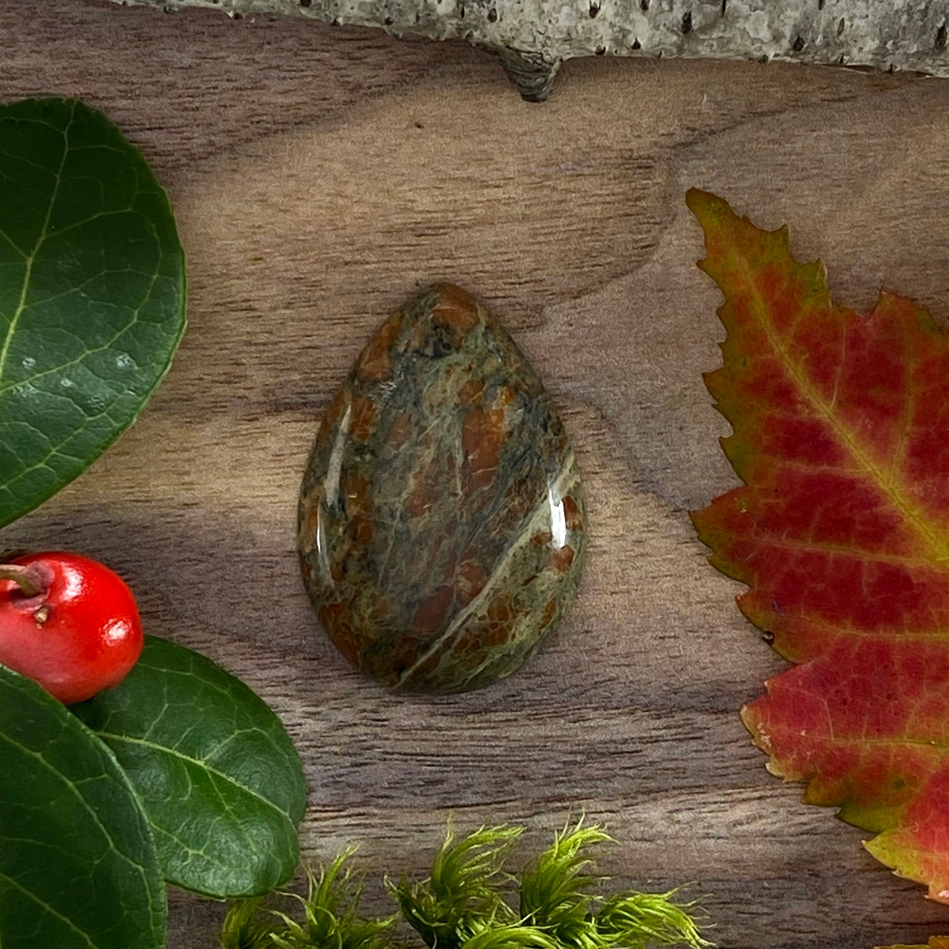 Unakite Cabochon Front View - Stone Treasures by the Lake