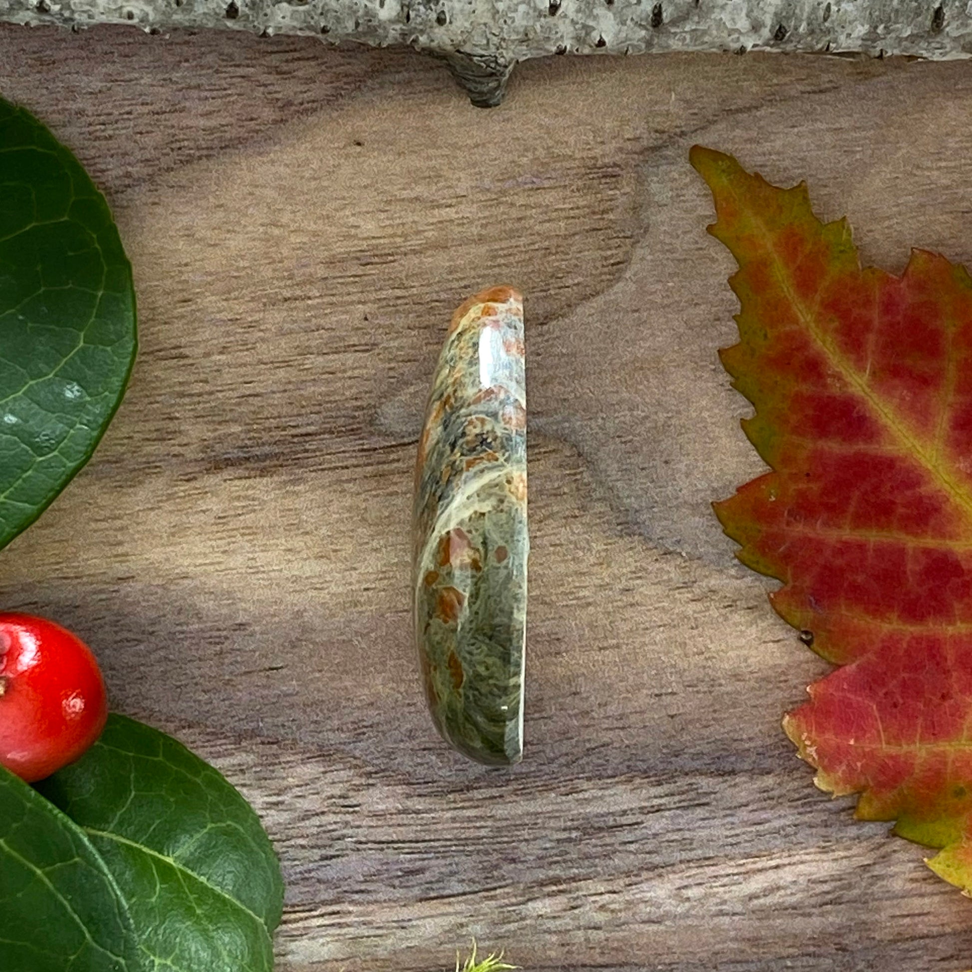 Unakite Cabochon Side View - Stone Treasures by the Lake