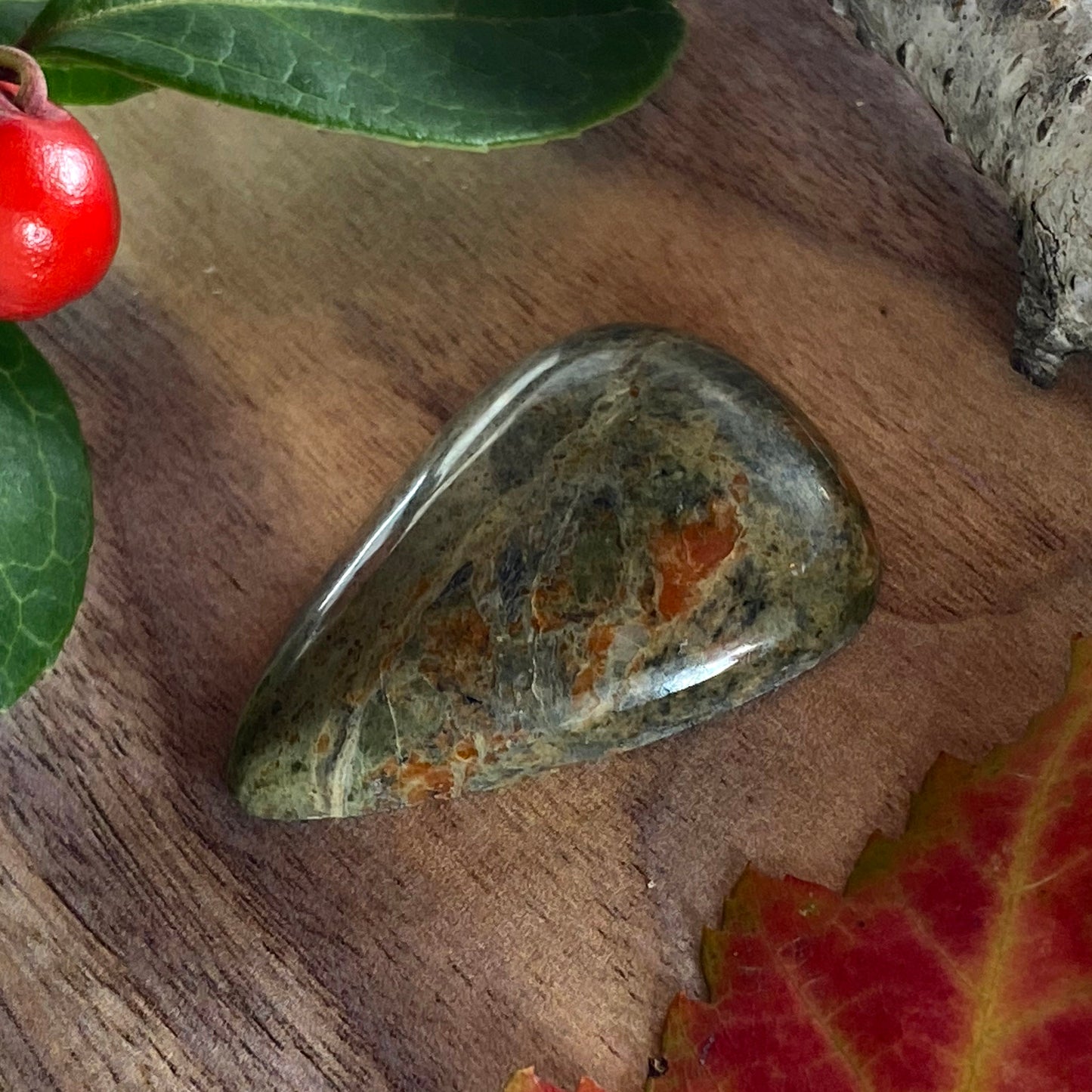 Unakite Cabochon Front View III - Stone Treasures by the Lake