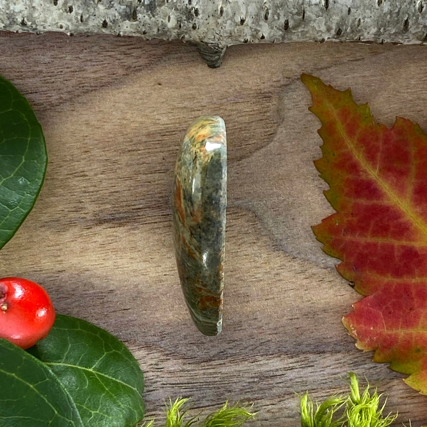 Unakite Cabochon Side View - Stone Treasures by the Lake