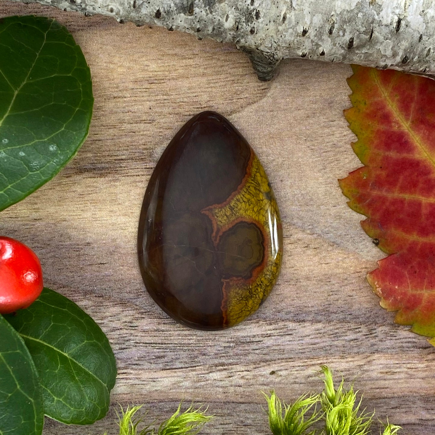Morgan Hill Poppy Jasper Cabochon Front View - Stone Treasures by the Lake