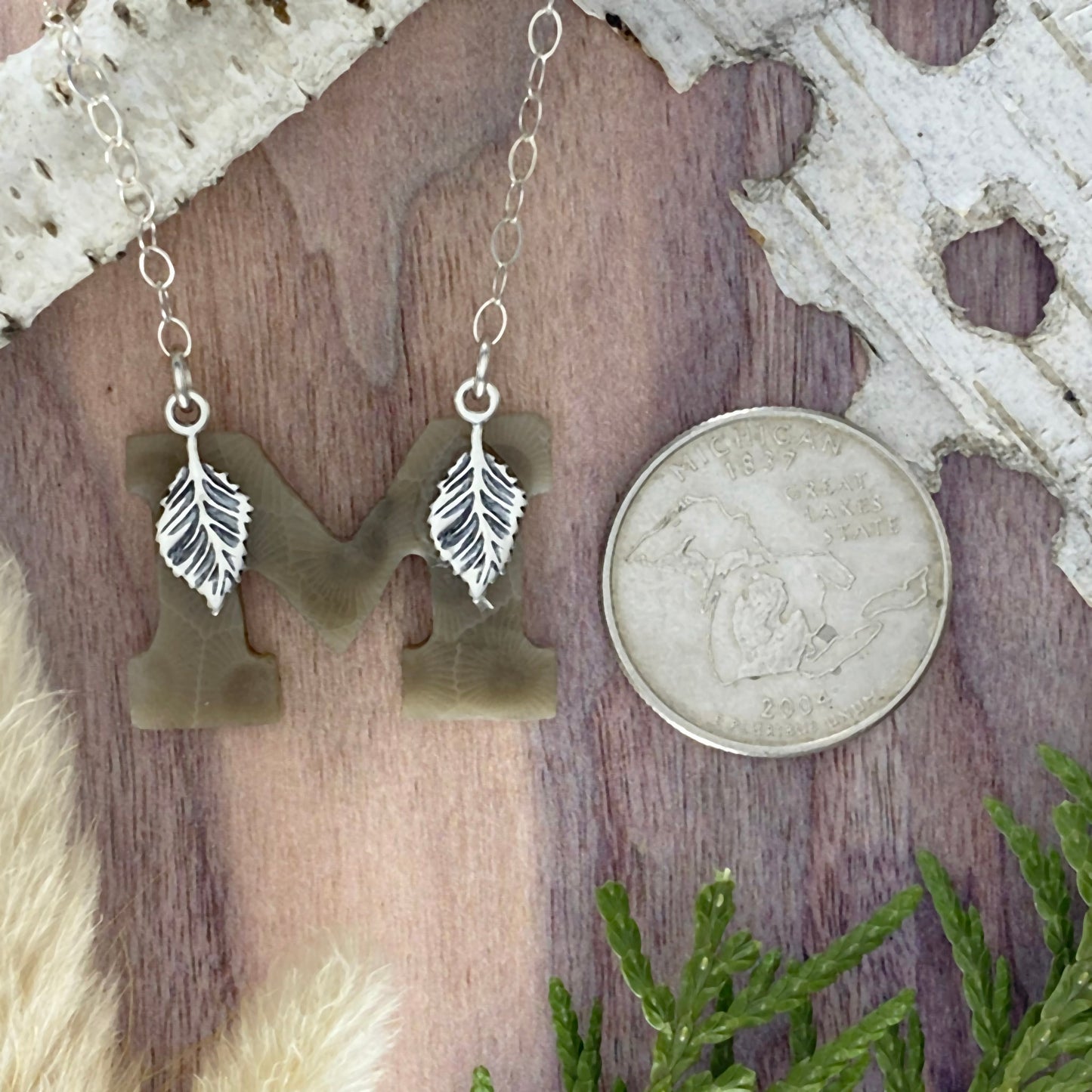 Michigan Petoskey Stone Pendant Necklace Back View - Stone Treasures by the Lake