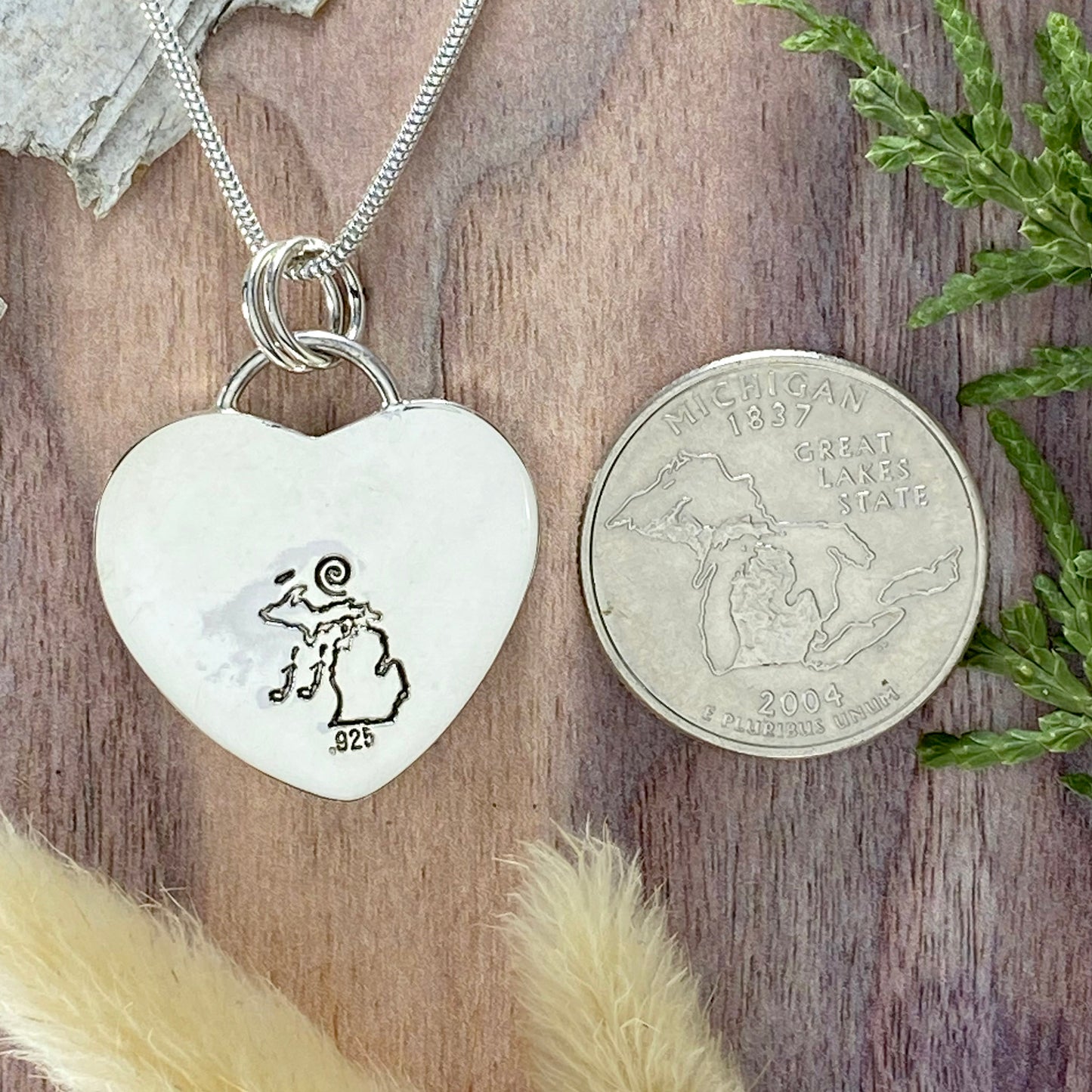 Petoskey Stone Heart Pendant Necklace Back View- Stone Treasures by the Lake