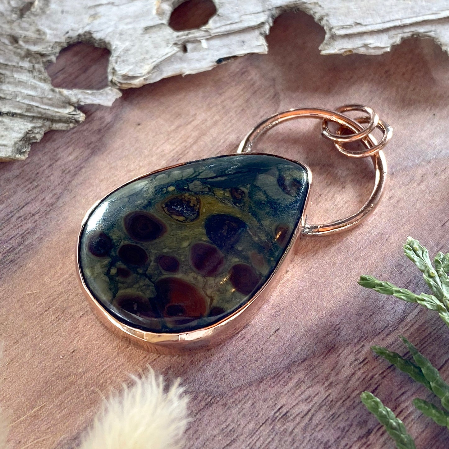 Bristlecone Pine Oolytic Limestone Pendant Front View V - Stone Treasures by the Lake