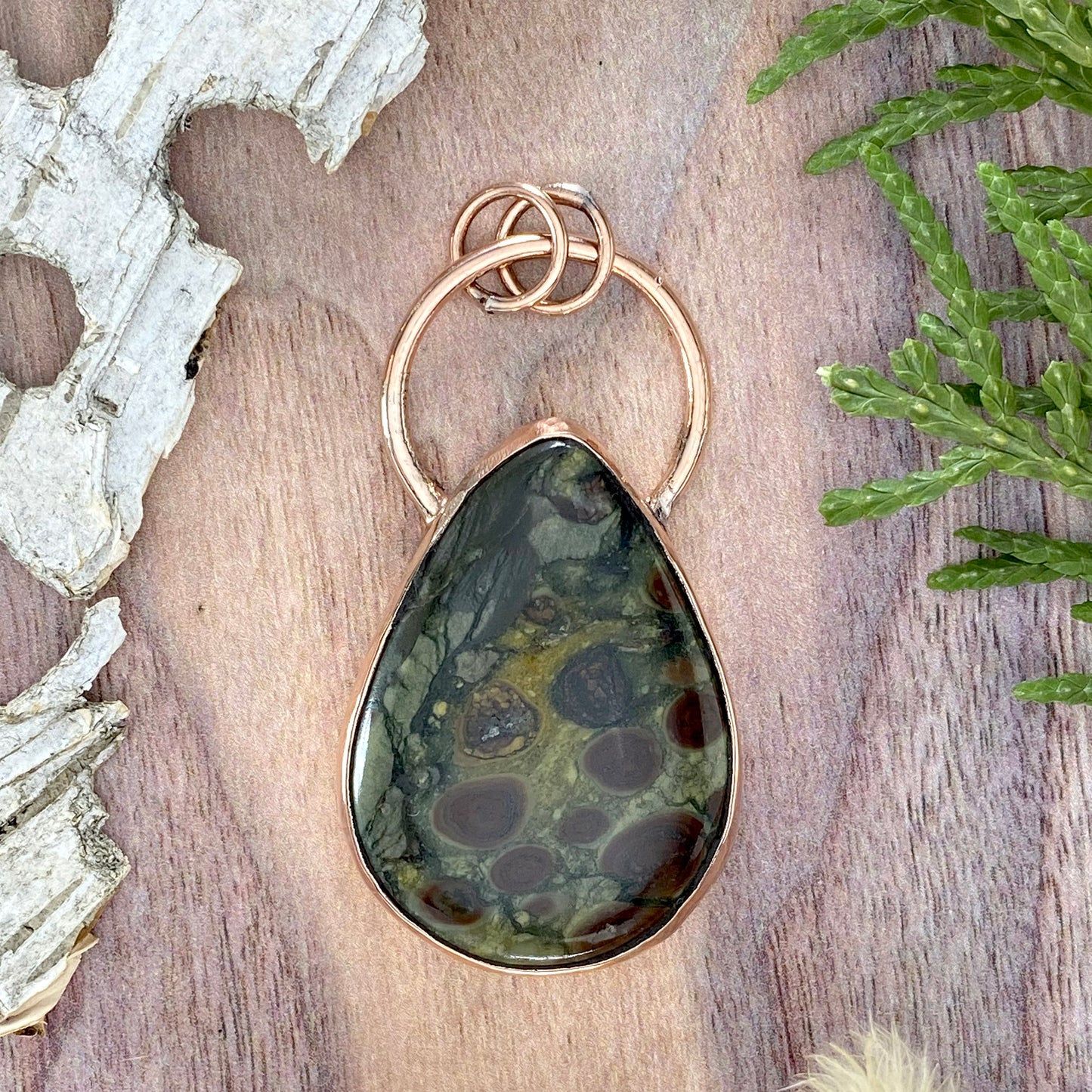 Bristlecone Pine Oolytic Limestone Pendant Front View - Stone Treasures by the Lake
