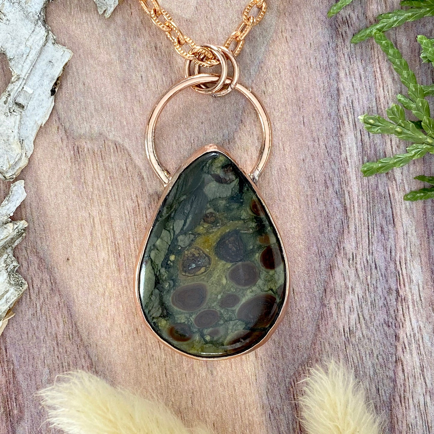 Bristlecone Pine Oolytic Limestone Pendant Front View III - Stone Treasures by the Lake