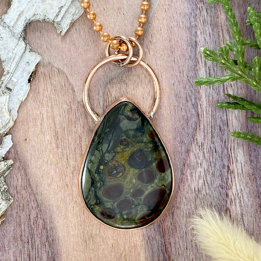 Bristlecone Pine Oolytic Limestone Pendant Front View II - Stone Treasures by the Lake