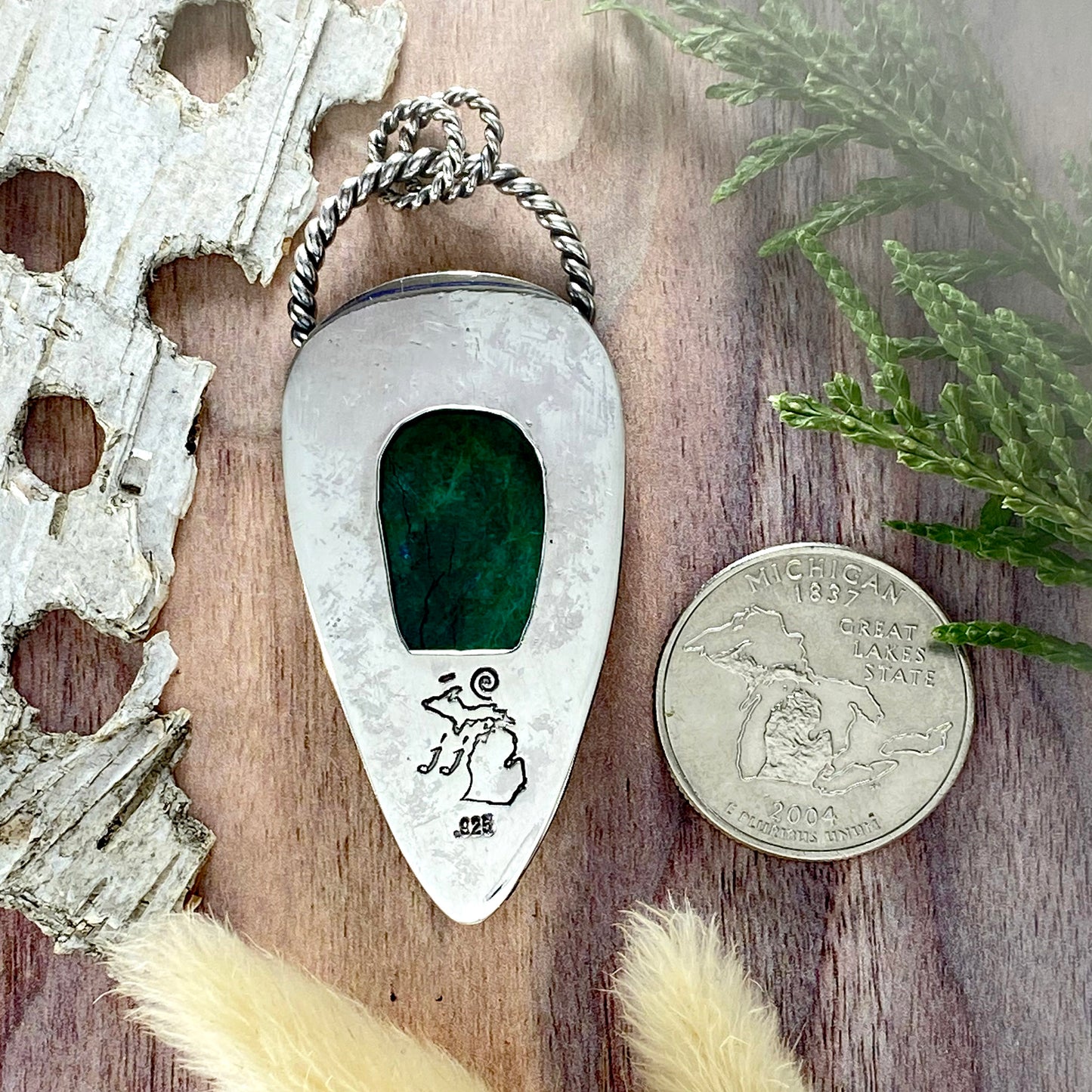 Chrysocolla Pendant Back View - Stone Treasures by the Lake
