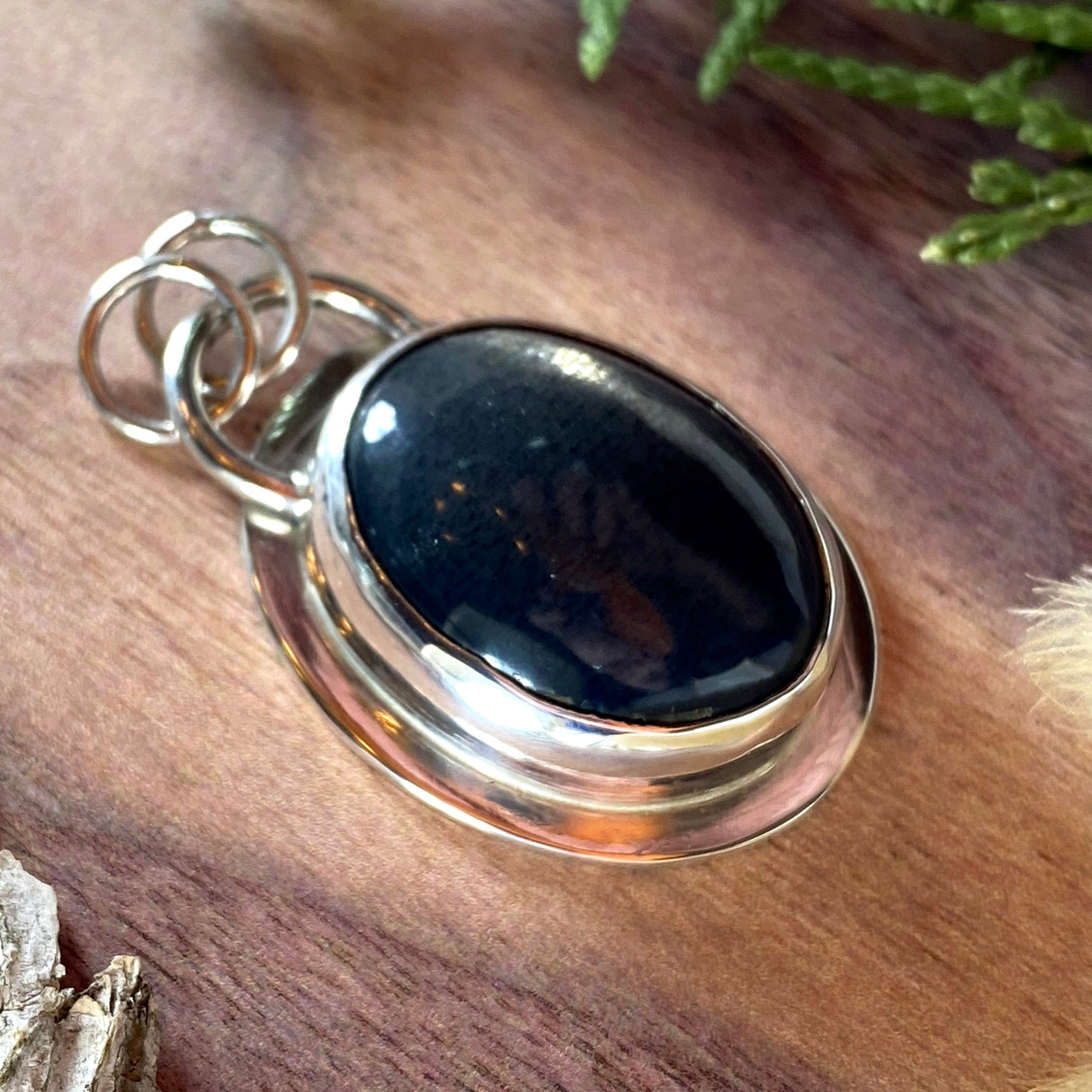 Smoky Sunstone Pendant Front View III - Stone Treasures by the Lake