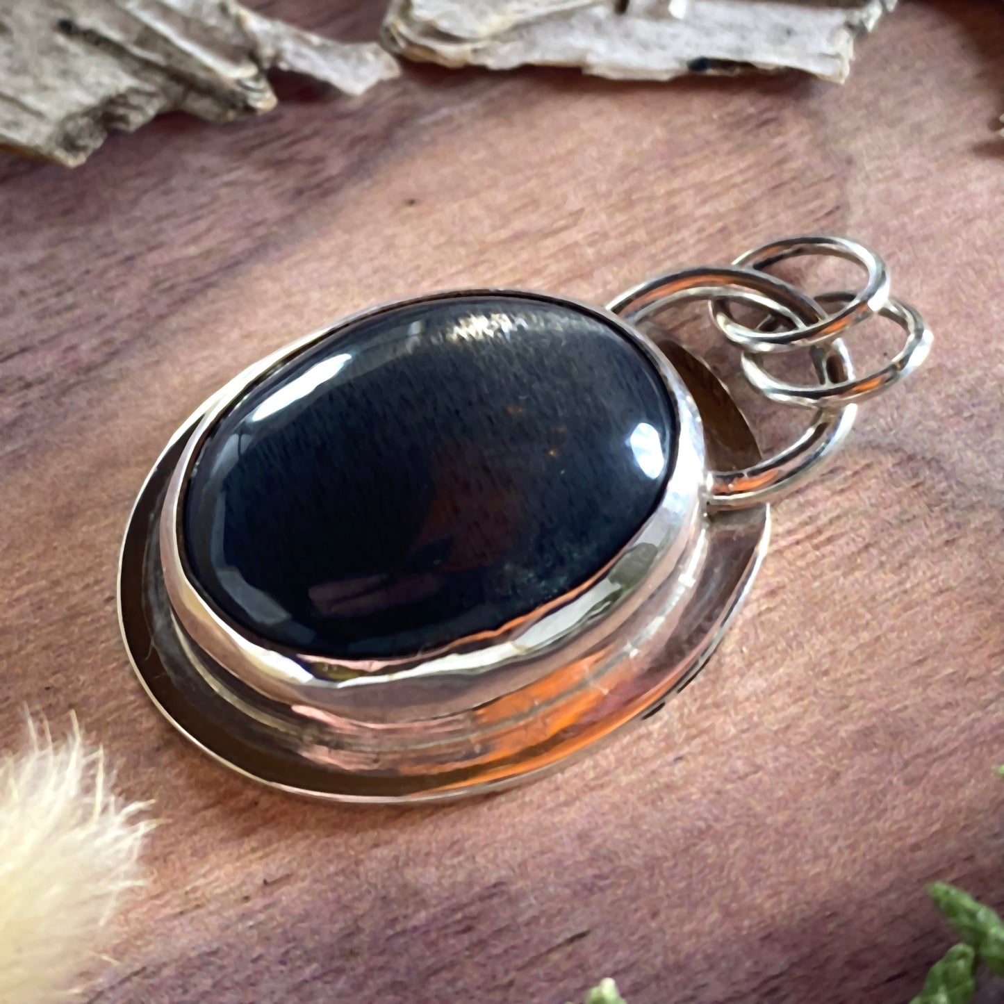 Smoky Sunstone Pendant Front View IV - Stone Treasures by the Lake