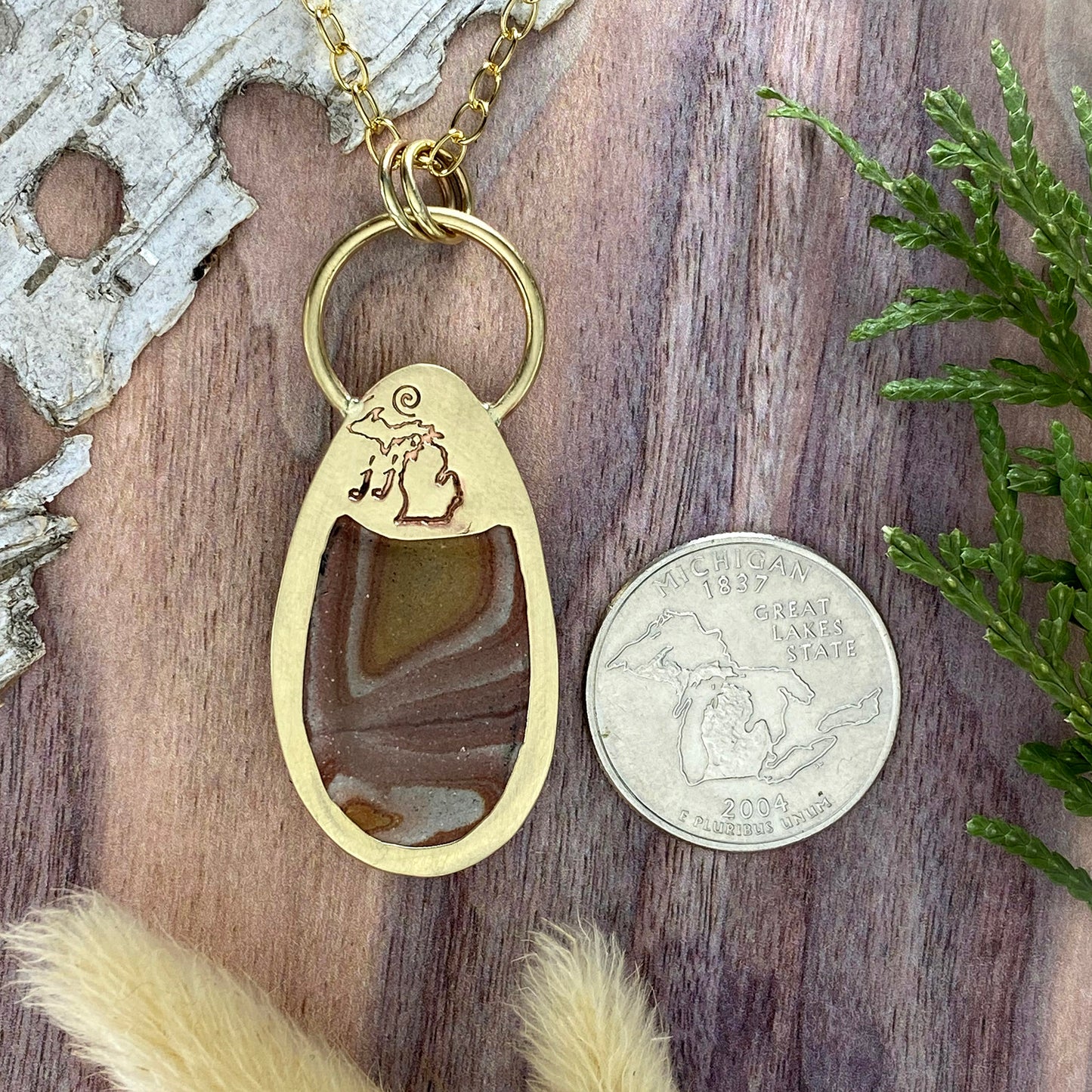 Wonderstone Pendant Necklace Back View - Stone Treasures by the Lake