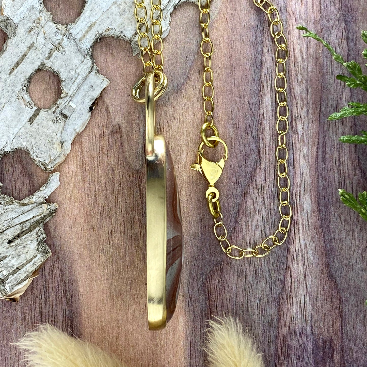 Wonderstone Pendant Necklace Side View - Stone Treasures by the Lake