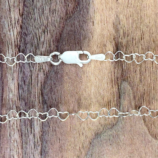 Sterling Silver Heart 3mm Chain view 2 - Stone Treasures by the Lake