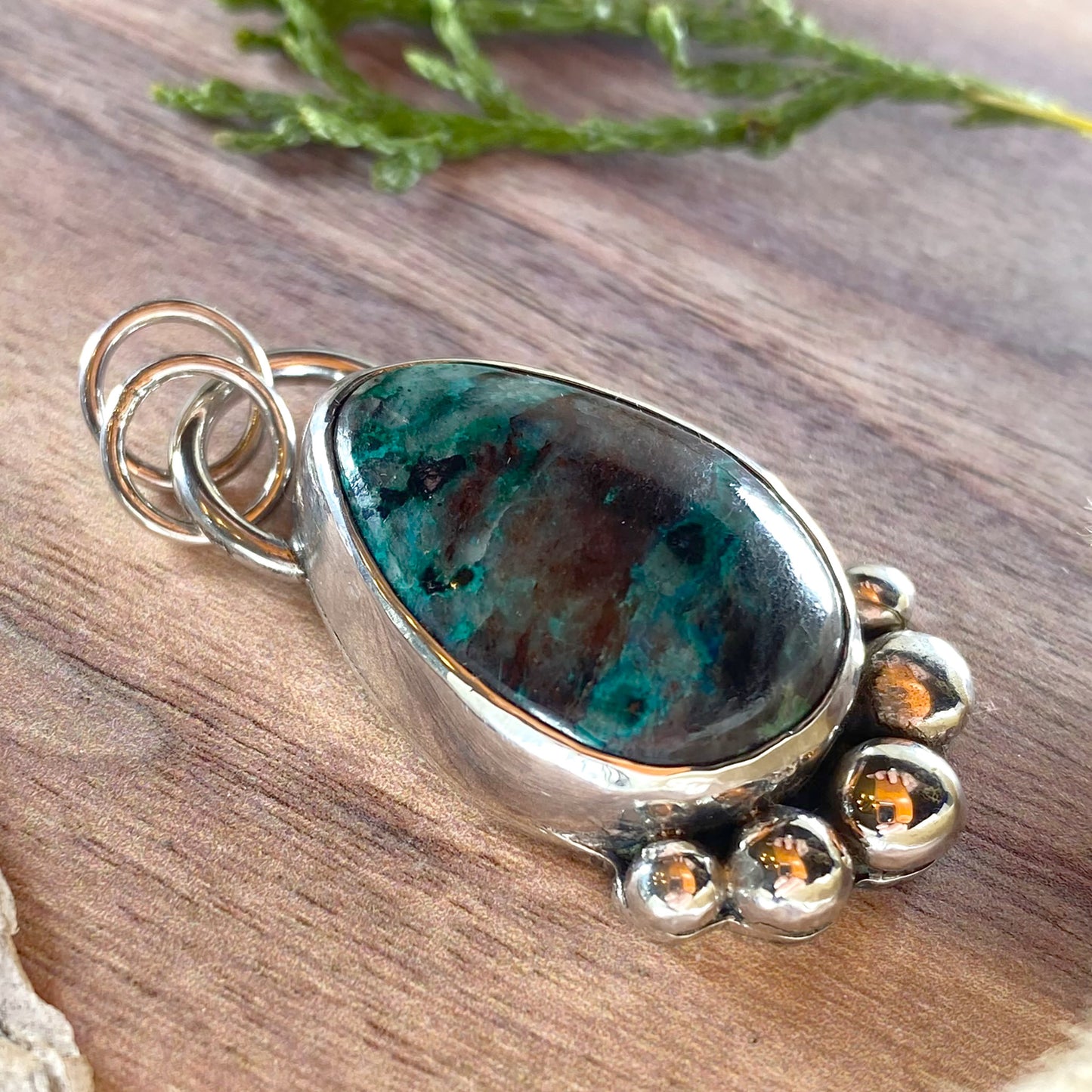 Chrysocolla Pendant Front View II - Stone Treasures by the Lake