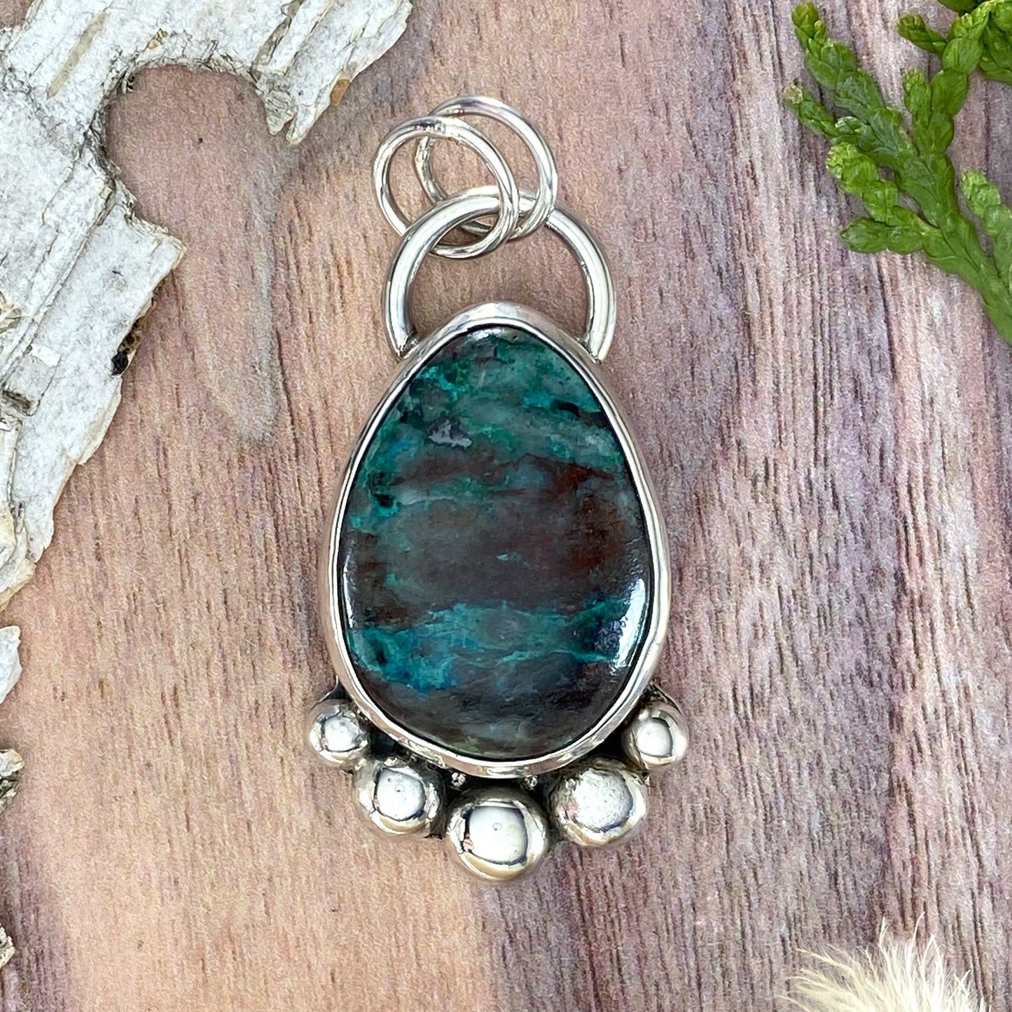 Chrysocolla Pendant Front View - Stone Treasures by the Lake
