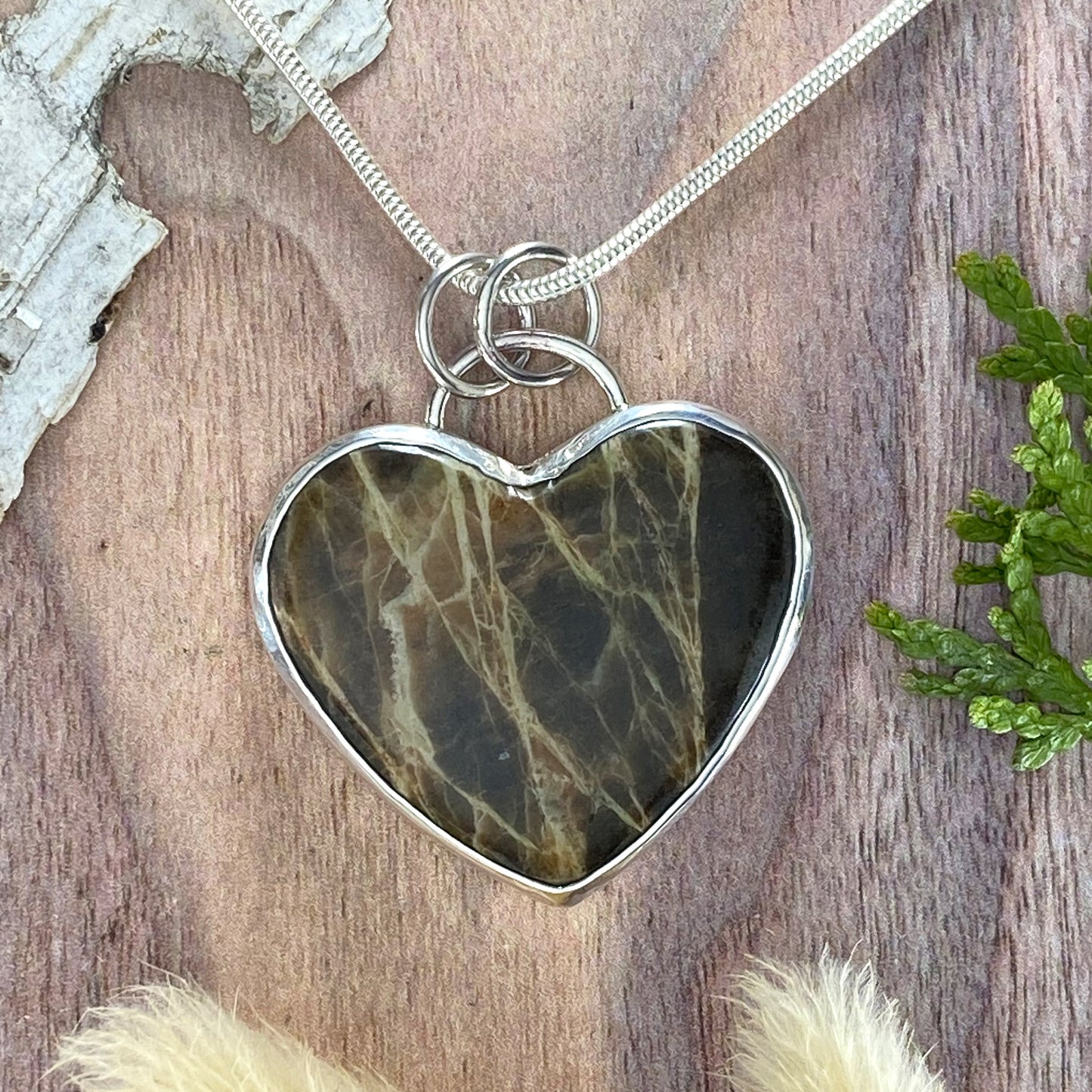 Basalt Pendant Front View with chain - Stone Treasures by the Lake