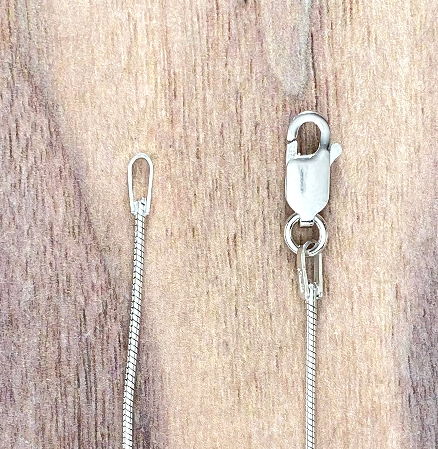 Rhodium Plated Silver Snake Chain Front View II - Stone Treasures by the Lake