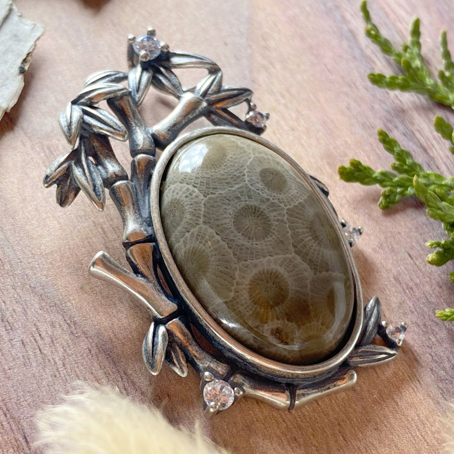 Petoskey Stone Pendant Front View II - Stone Treasures by the Lake